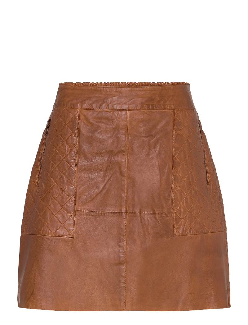 DEPECHE - CamillaDEP Skirt - nahast seelikud - 005 vintage cognac - 0