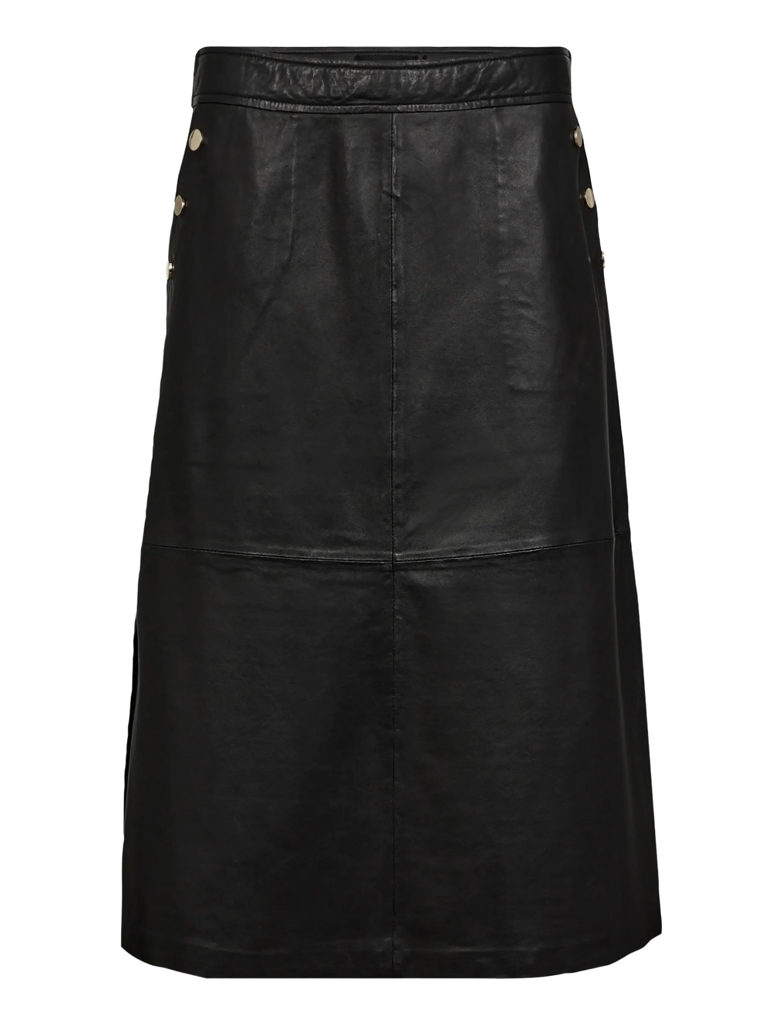 DEPECHE Kenyadp Skirt, Kvinder, Læder Midi A-line Nederdel, Sort, Str: 36