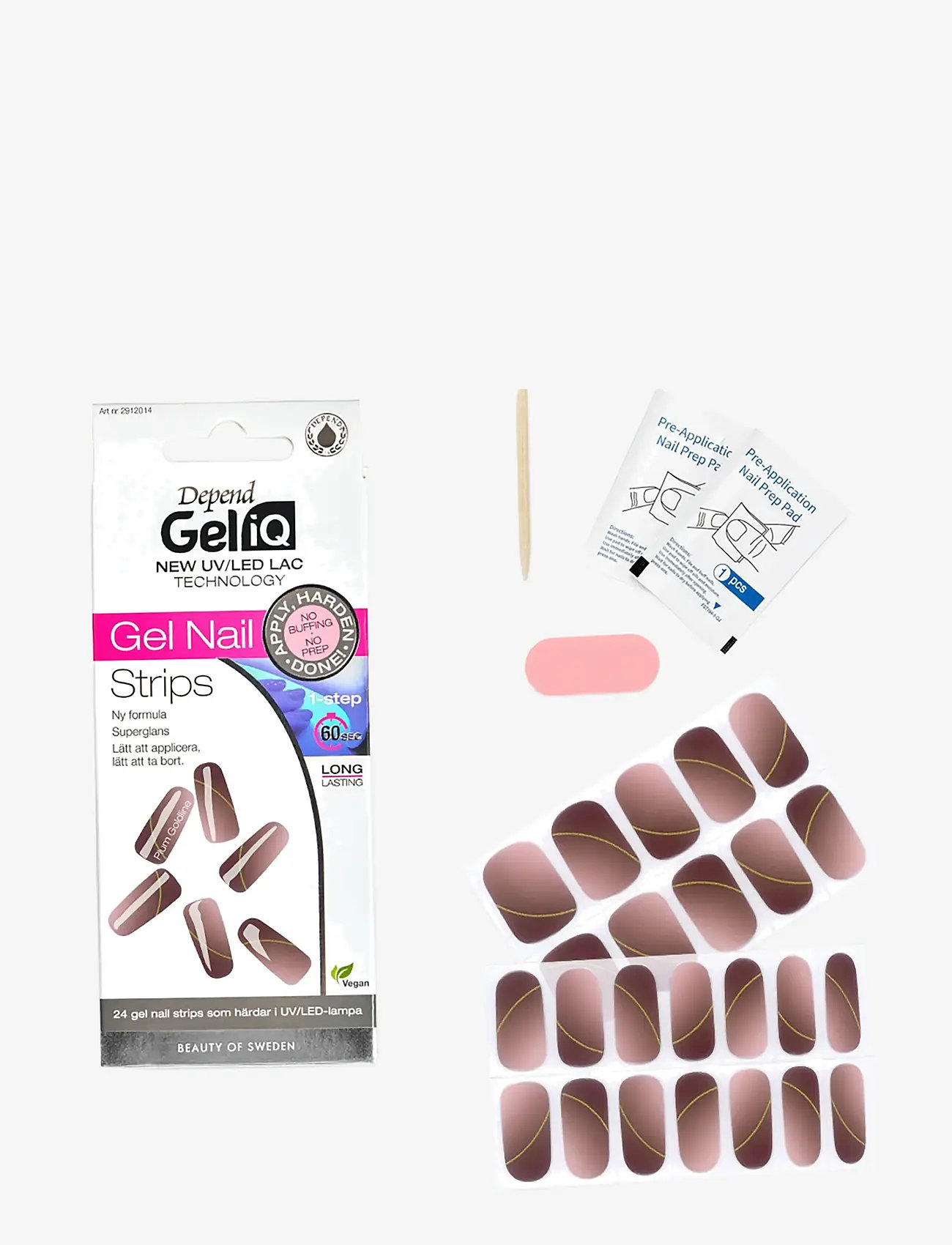 Depend Cosmetic - Gel iQ Gel Nail Strips Plum Goldline - lösnaglar - plum goldline - 1