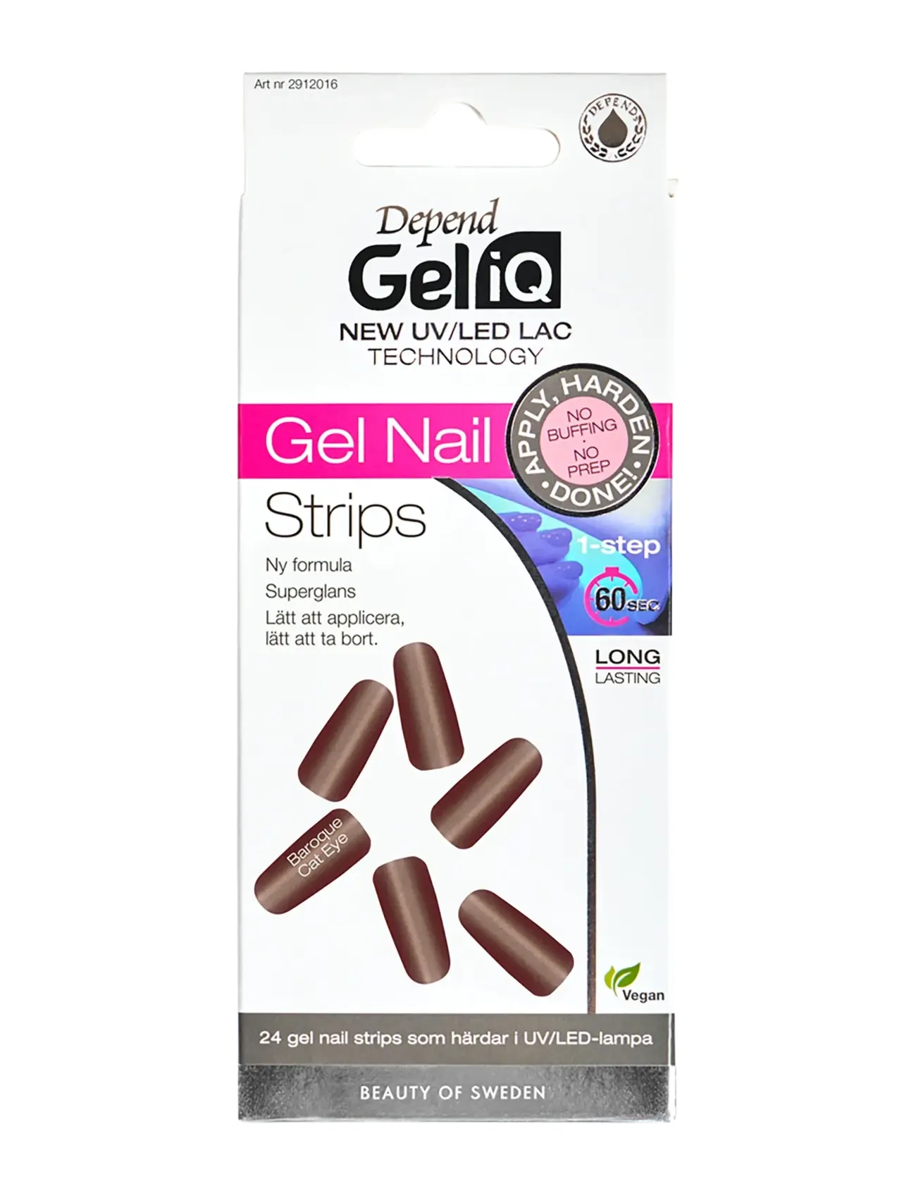 Depend Cosmetic Gel Iq Gel Nail Strips Baroque Cat Eye, Fake Nails, Brun, Str: 1 ST