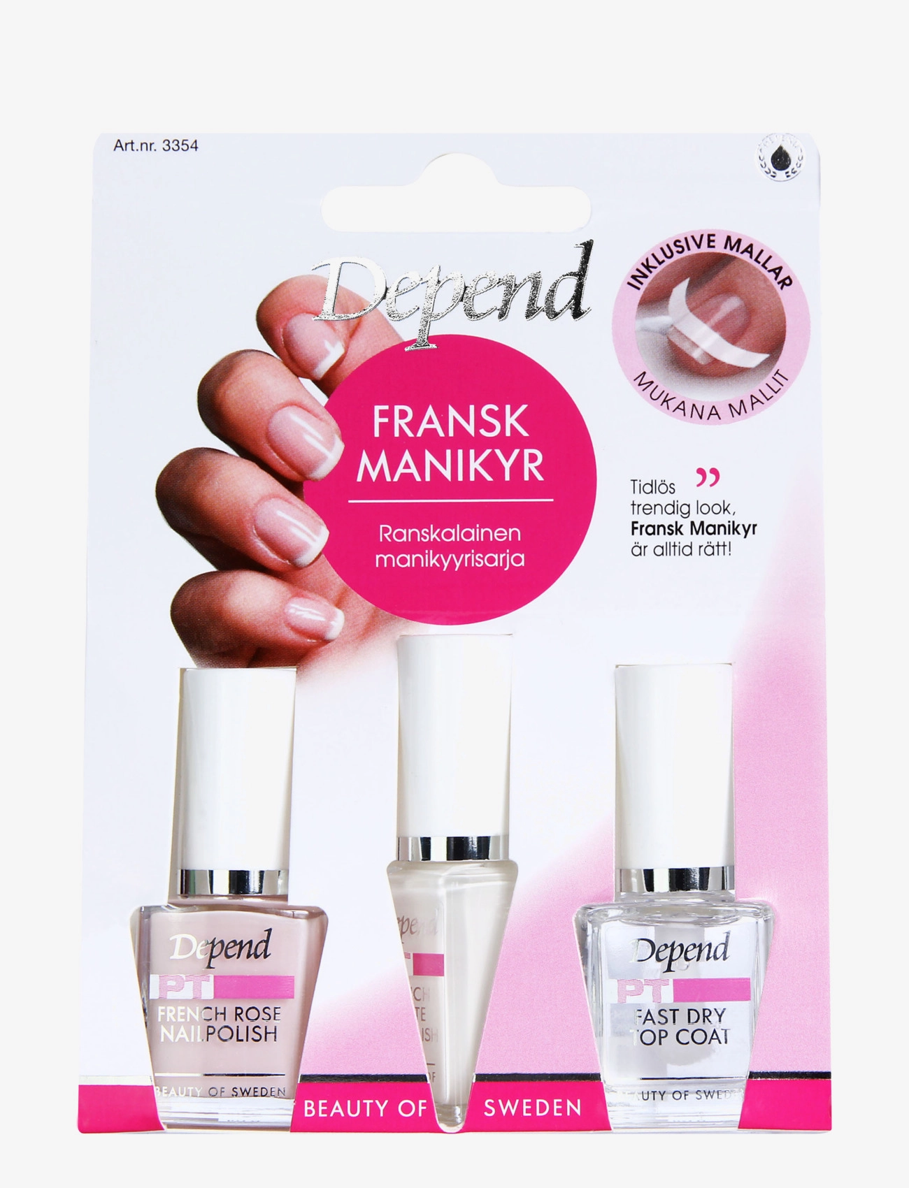 Depend Cosmetic Fransk Manikyr Kit, Neglepleje, Nude, Str: ONE SIZE