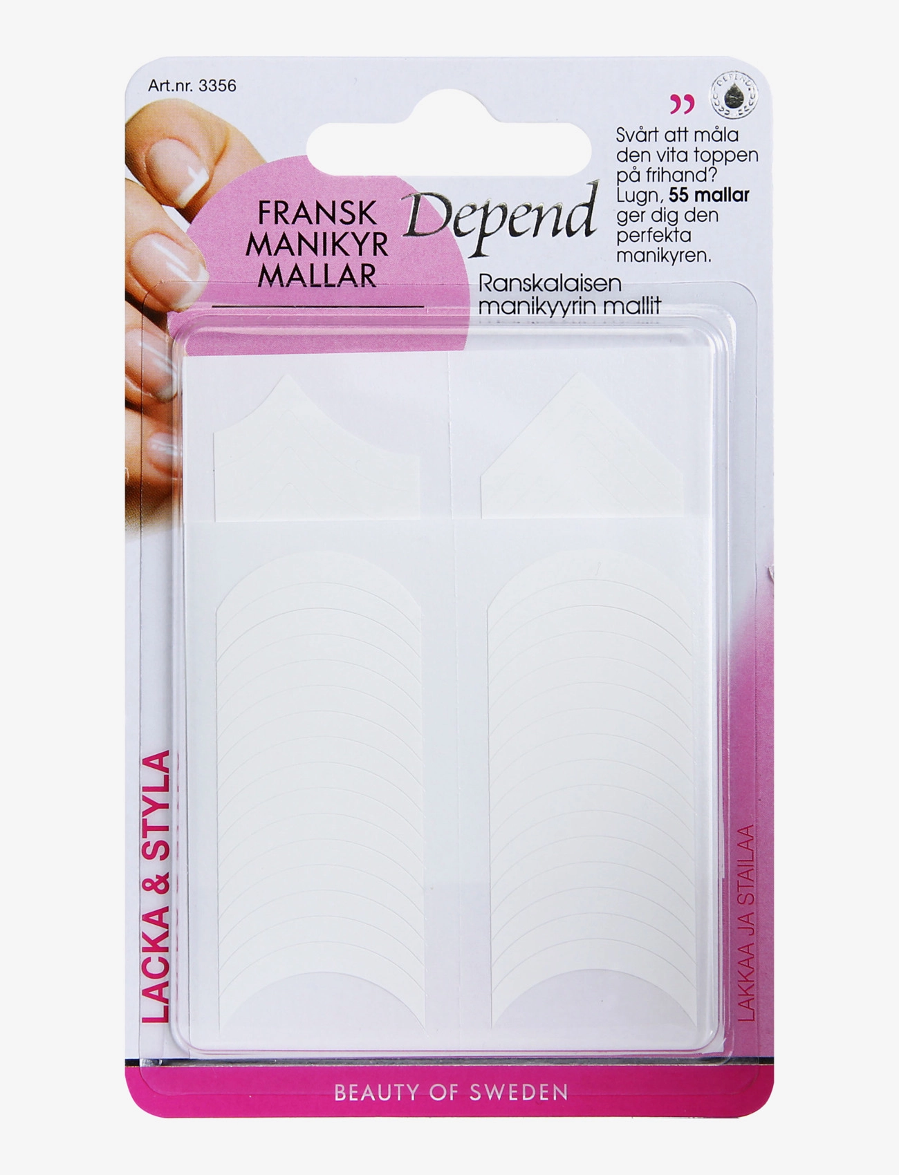 Depend Cosmetic Fransk Manikyrmallar, Neglepleje, Nude, Str: ONE SIZE