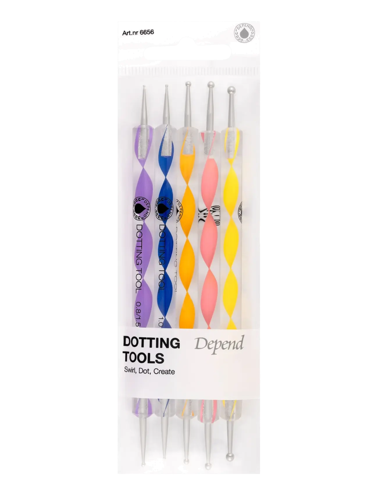 Depend Cosmetic Dotting Tools 5-Pack, Tools, Multi/mønstret, Str: 1 ST