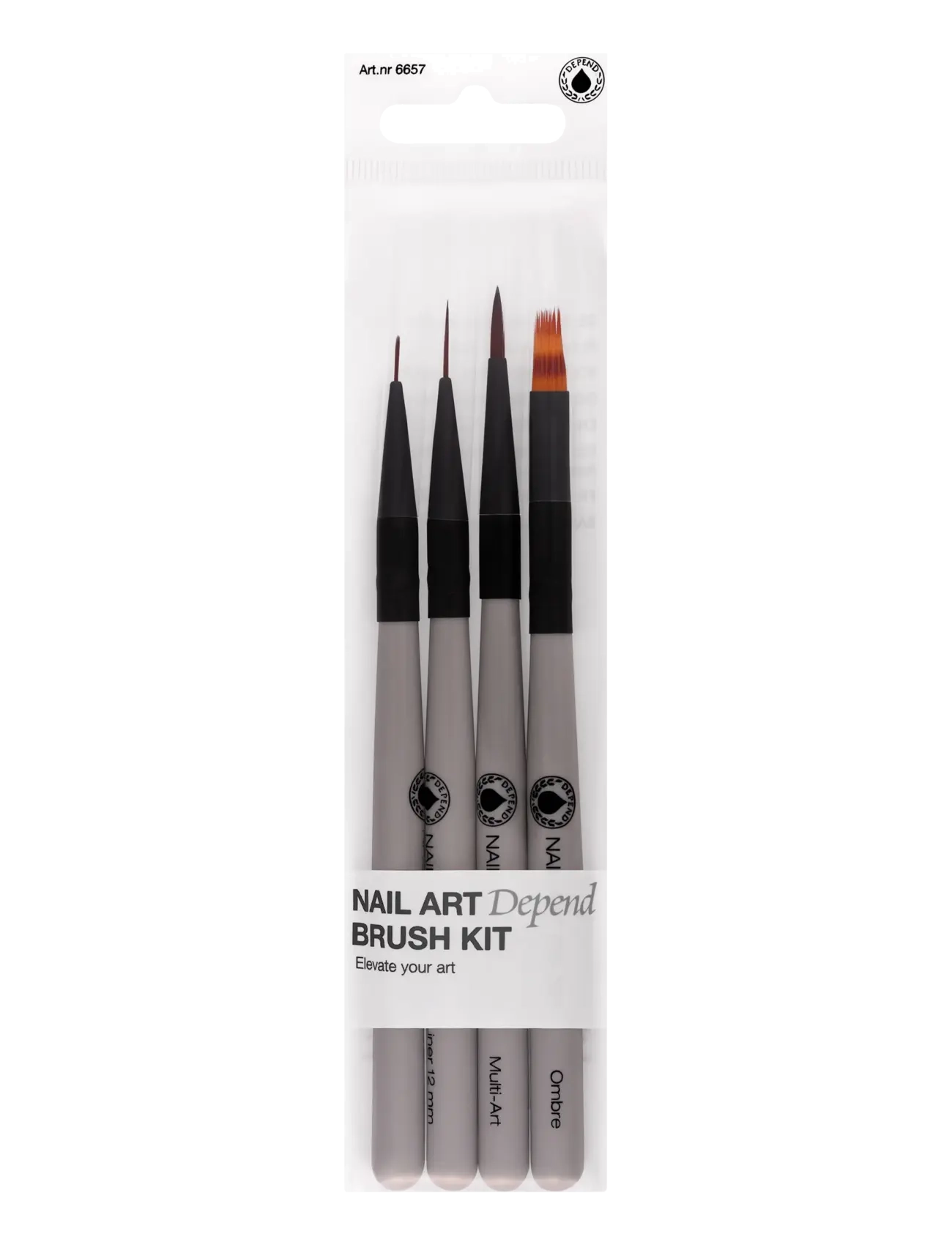Depend Cosmetic Nail Art Brush Kit 4-pack - Negleprodukter - NAIL ART BRUSH KIT 4-PACK / grey