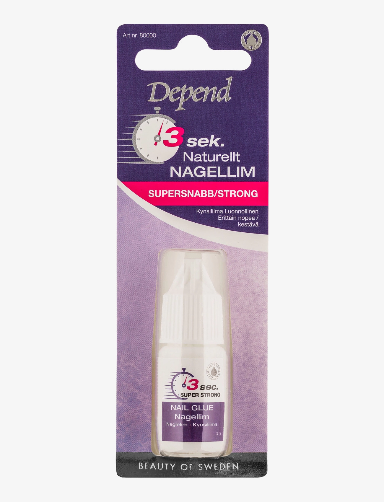 Depend Cosmetic 3 Sek. Naturellt Nagellim, One Size, Nude, Negle > Falske Negle, Dame