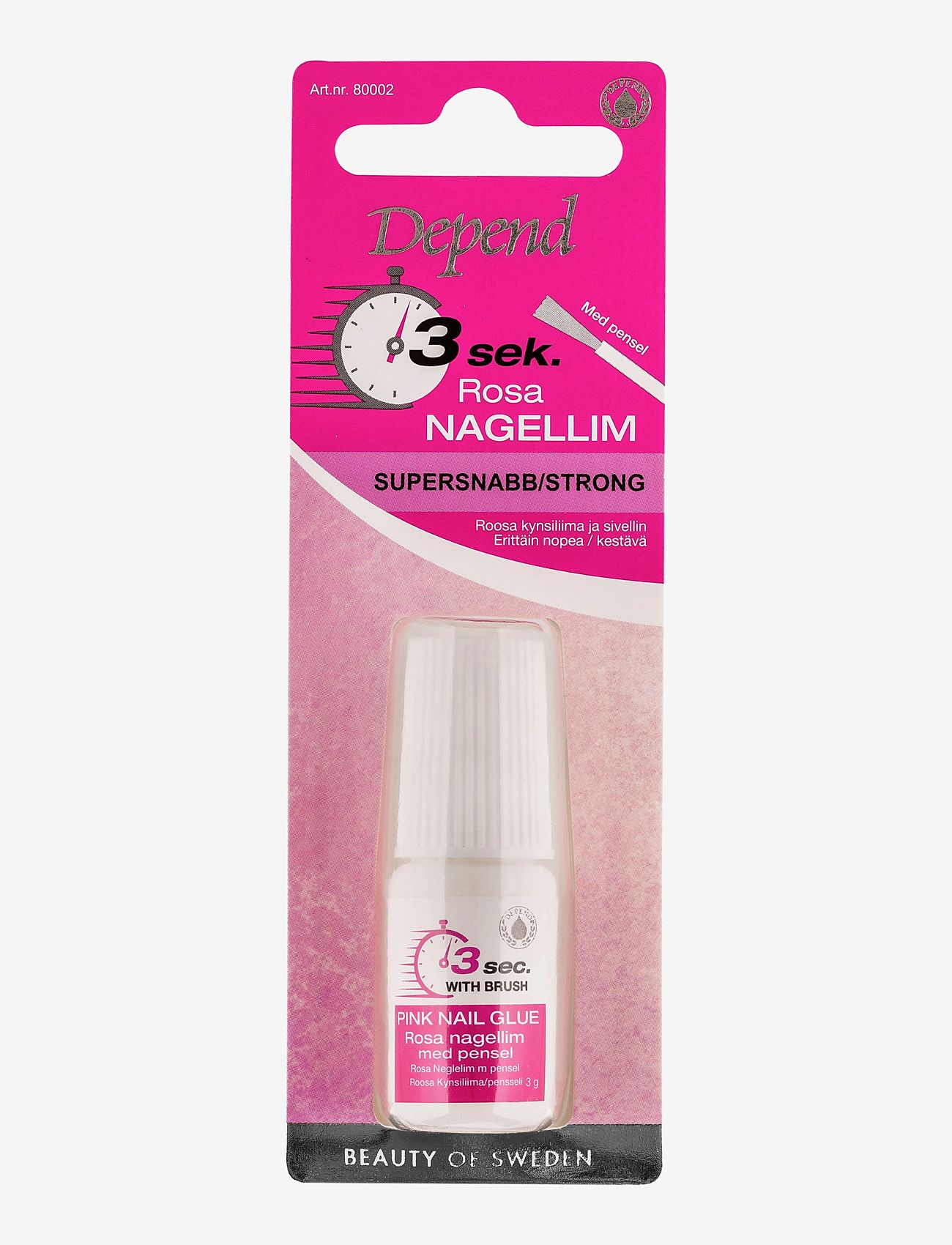 Depend Cosmetic - 3 Sek. Rosa Nagellim med pensel - makeup - clear - 0