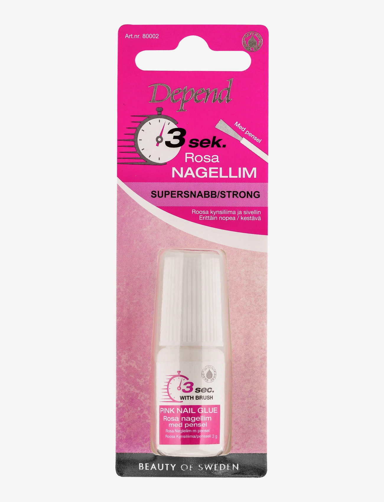 Depend Cosmetic 3 Sek. Rosa Nagellim med pensel - Press-on-negle - CLEAR / undefined