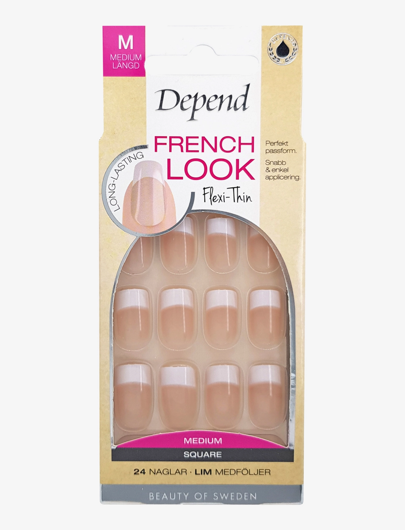Depend Cosmetic French Look Beige Medium Sq, Fake Nails, Nude, Str: ONE SIZE