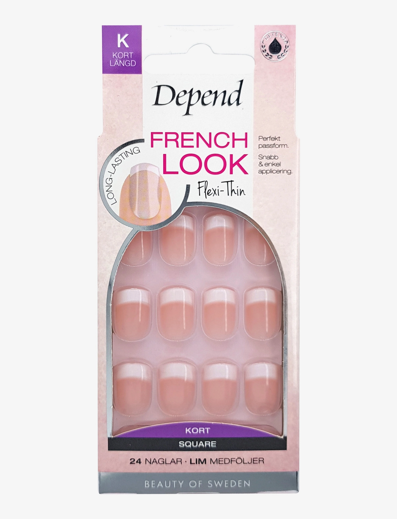 Depend Cosmetic French Look Rosa Kort Sq, One Size, Nude, Negle > Falske Negle, Dame