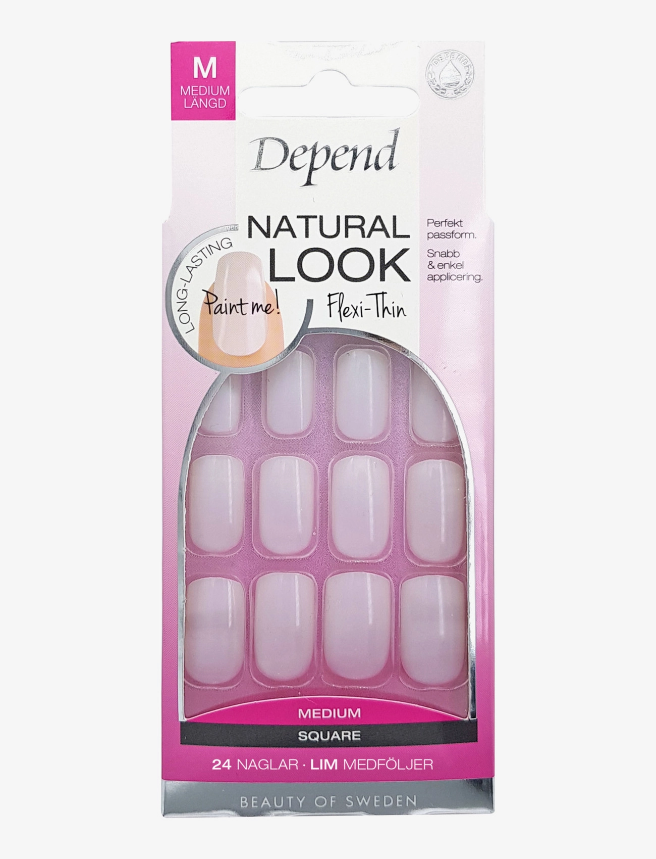 Depend Cosmetic Natural Look Medium Sq, Fake Nails, Nude, Str: ONE SIZE