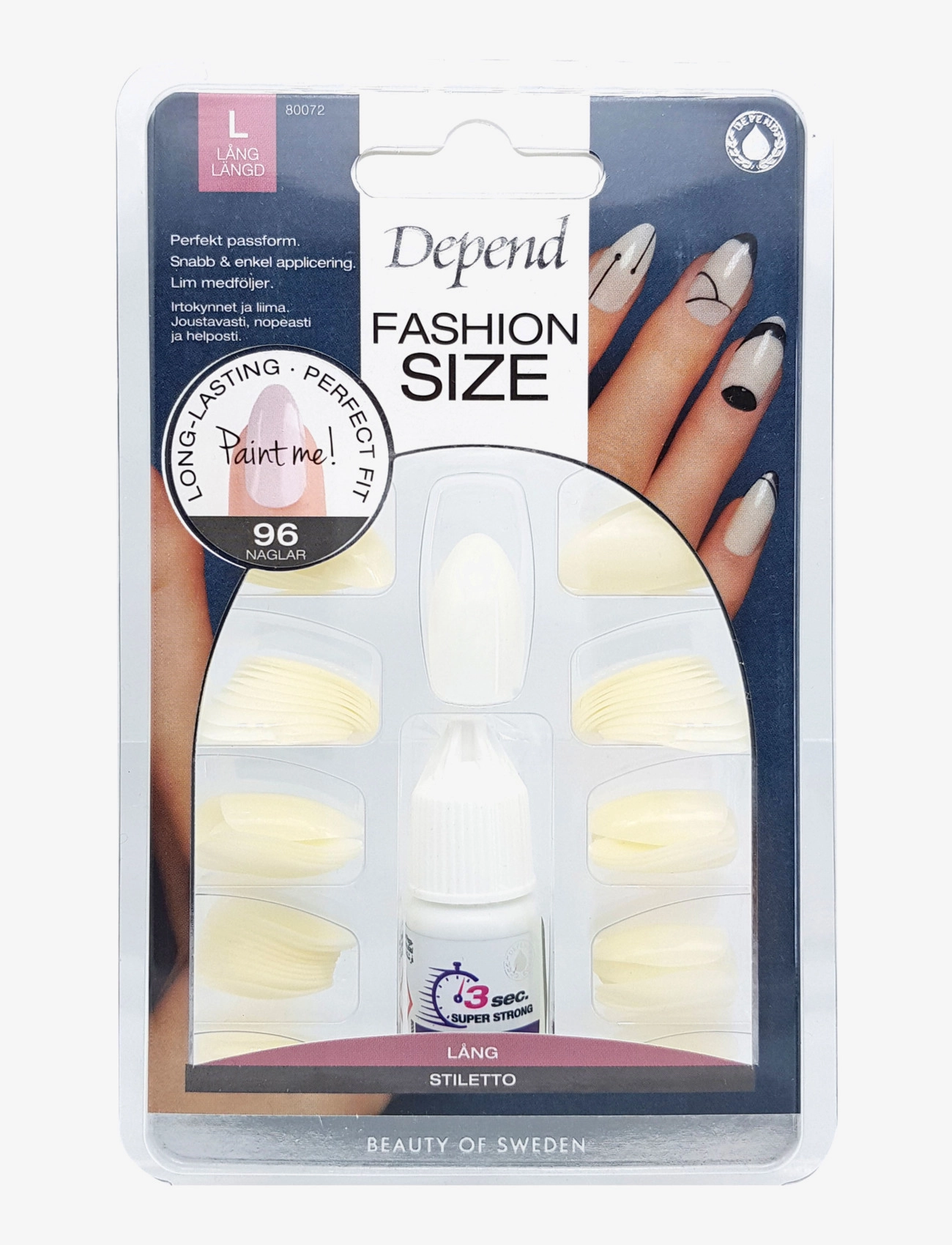 Depend Cosmetic Fashion Size 96-Pack Stiletto, One Size, Nude, Negle > Falske Negle, Dame