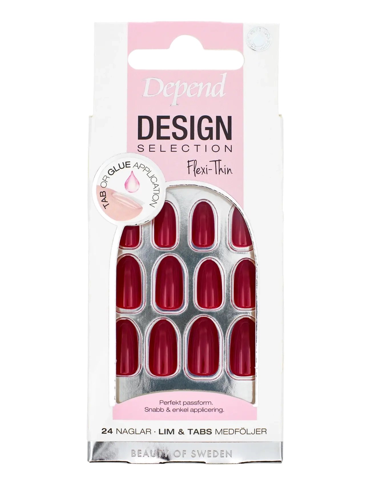 Depend Cosmetic Design Selection Bordeaux Red Medium Oval nord - Negleprodukter - DESIGN SELECTION BORDEAUX RED MEDIUM OVAL NORD / burgundy