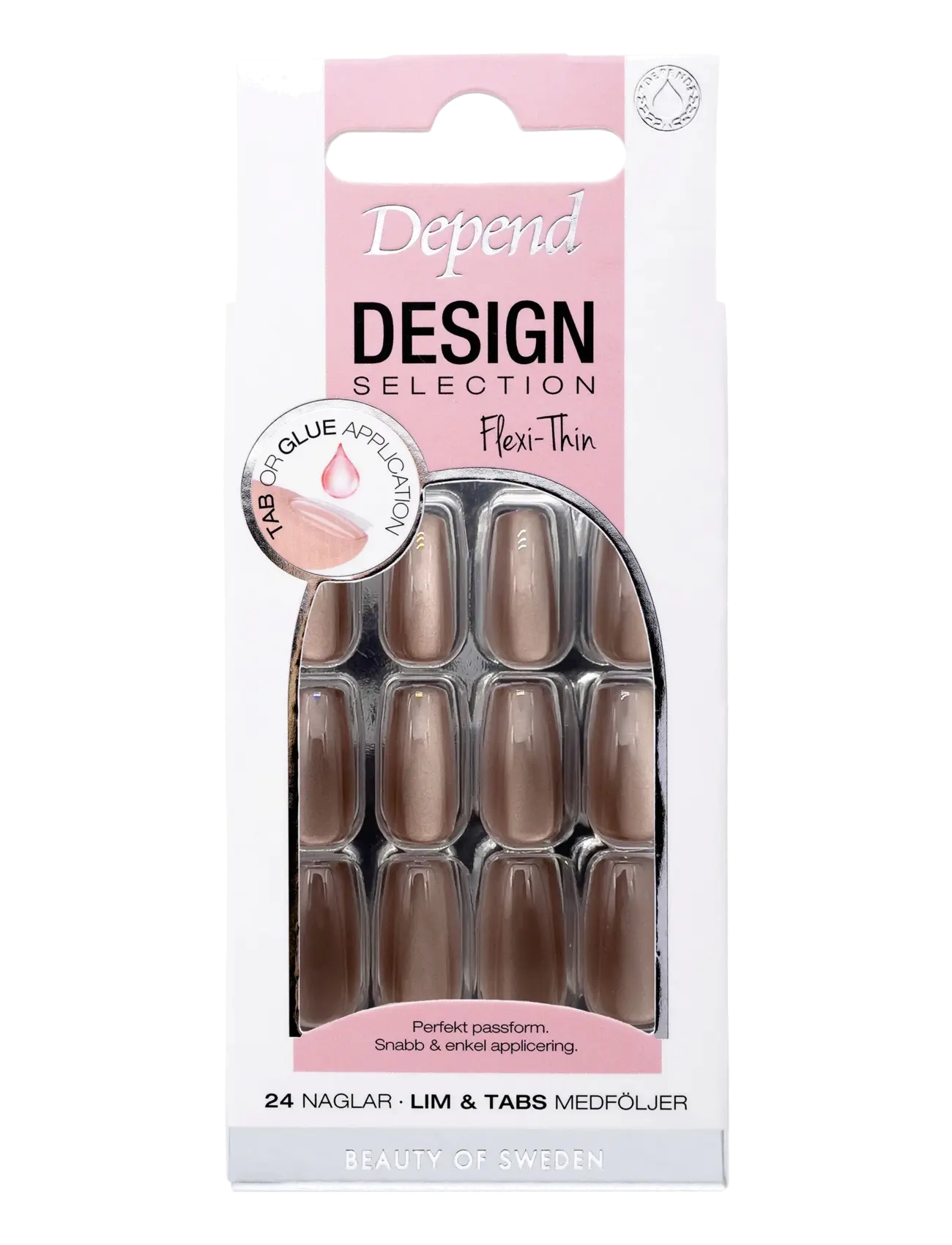 Depend Cosmetic Design Selection Royal Greige Short Coffin - Negleprodukter - DESIGN SELECTION ROYAL GREIGE SHORT COFFIN / brown