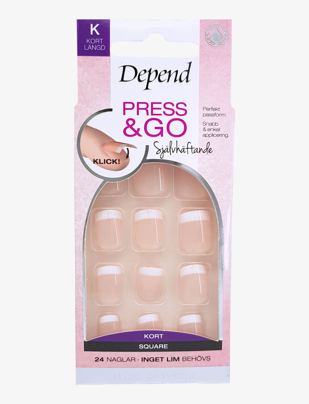 Depend Cosmetic P&G French Look Rosa Kort Sq, One Size, Nude, Negle > Falske Negle, Dame