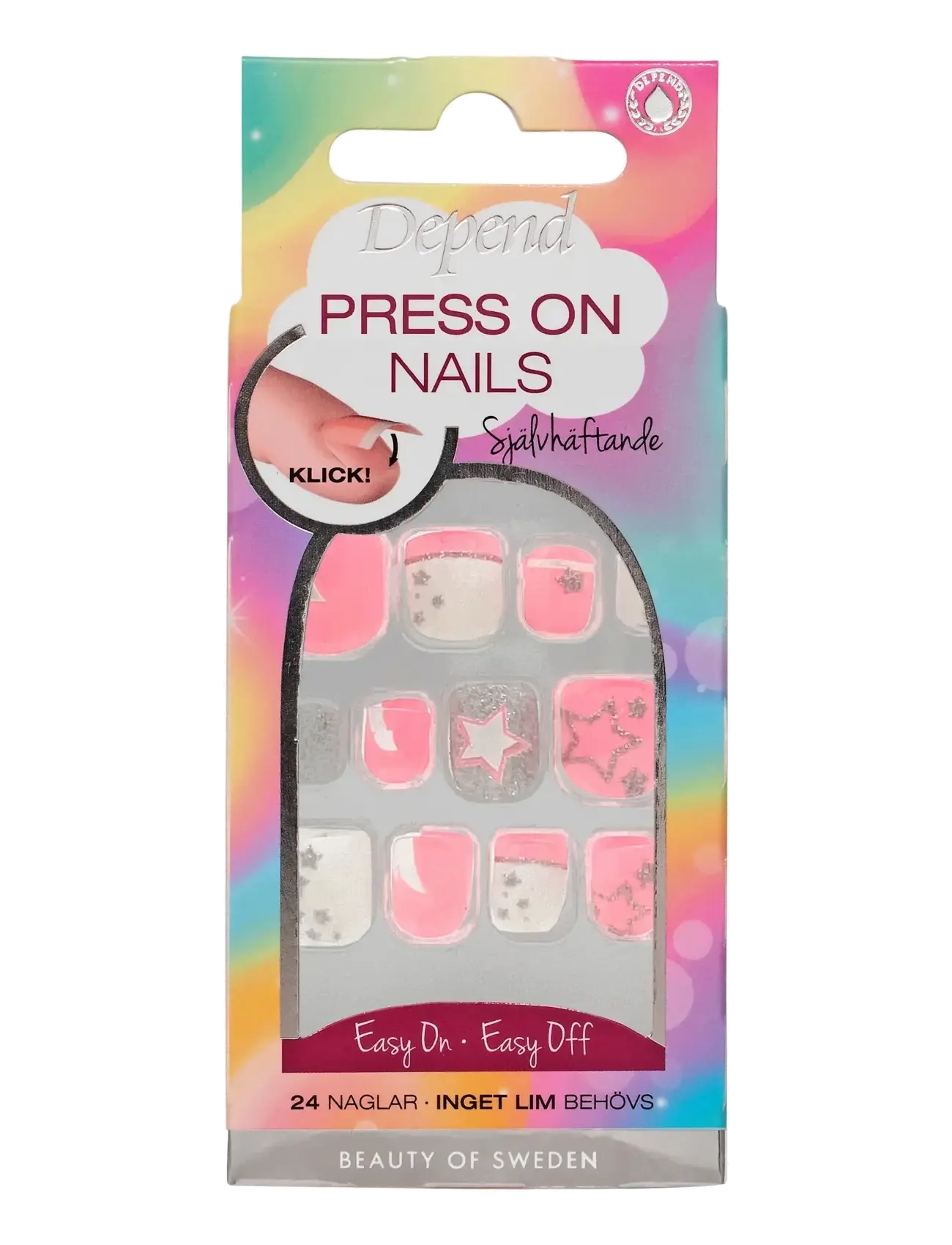 Depend Cosmetic Press On Nails Pink Star, Fake Nails, Nude, Str: ONE SIZE
