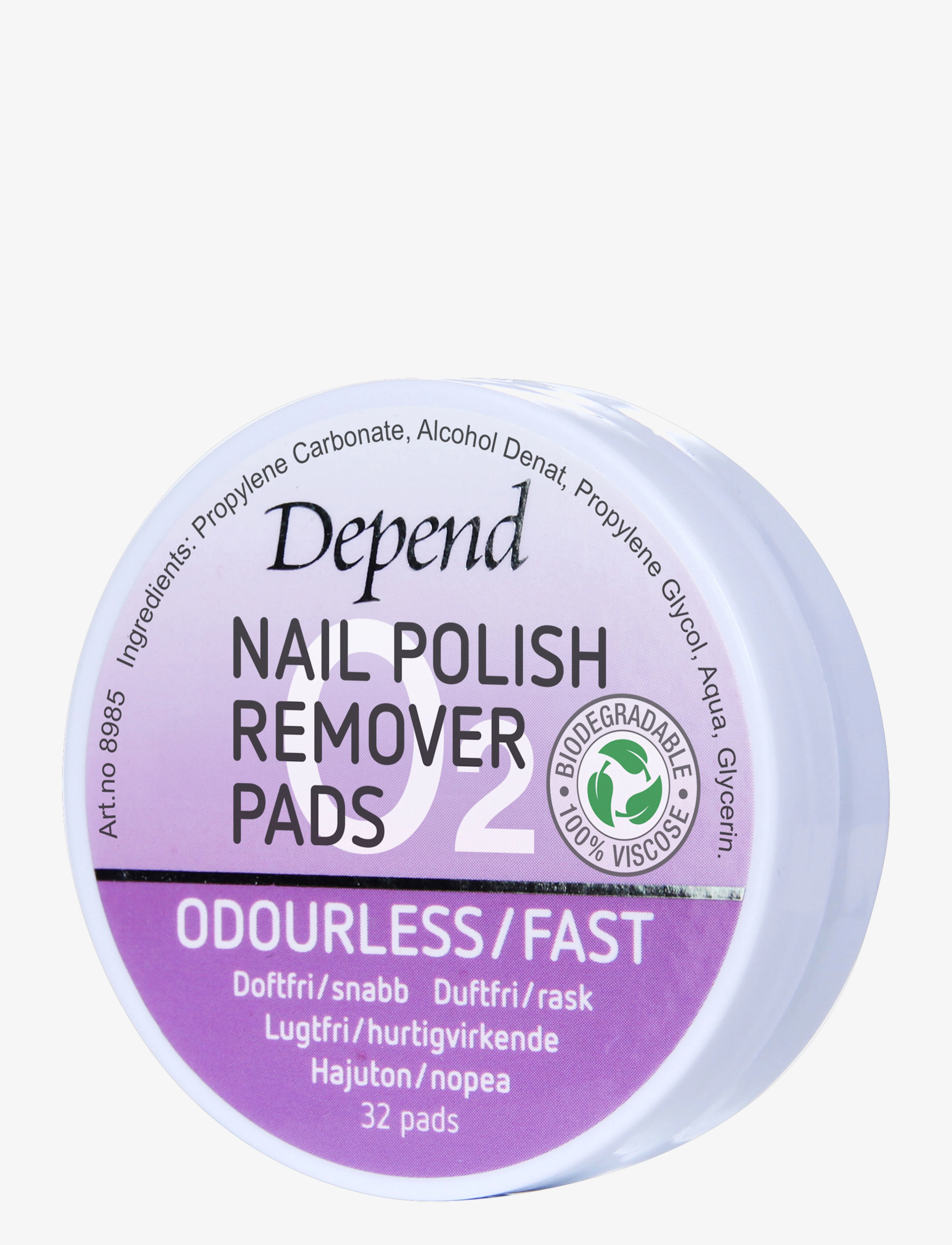 Depend Cosmetic Remover pads i display O2 - Neglelaksfjernere - CLEAR / undefined