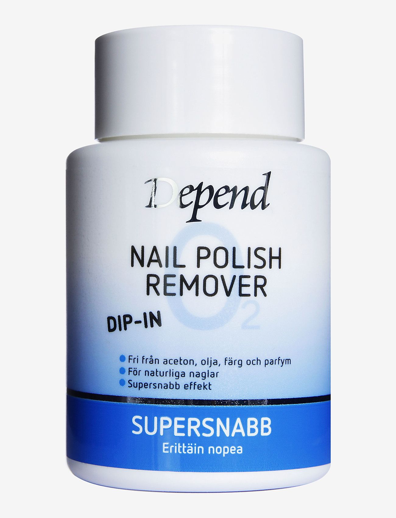 Depend Cosmetic - Dipremover blå O2 75ml - valmiina treffi-iltaan - clear - 0