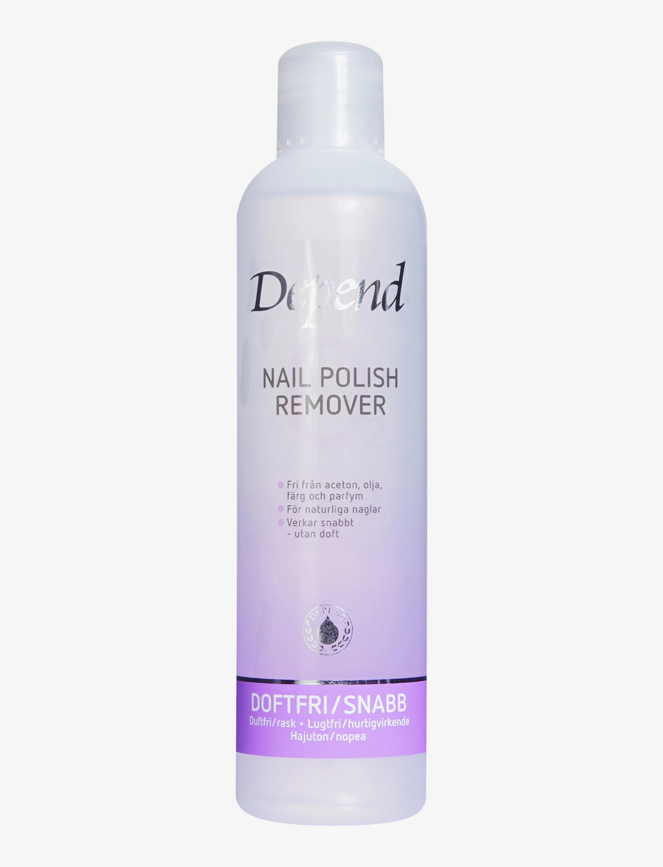 Depend Cosmetic Remover Lila 250 Ml O2, Neglelak Removers, Nude, Str: 250 ml