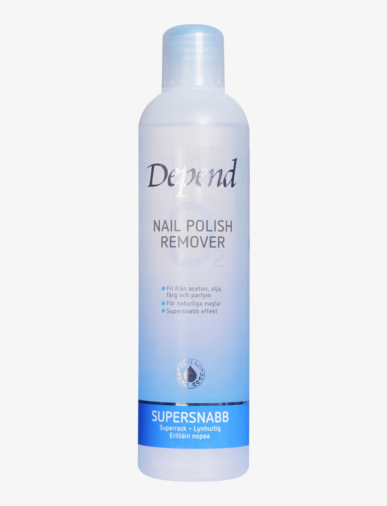Depend Cosmetic Remover Blå 250 Ml O2, Neglelak Removers, Nude, Str: 250 ml