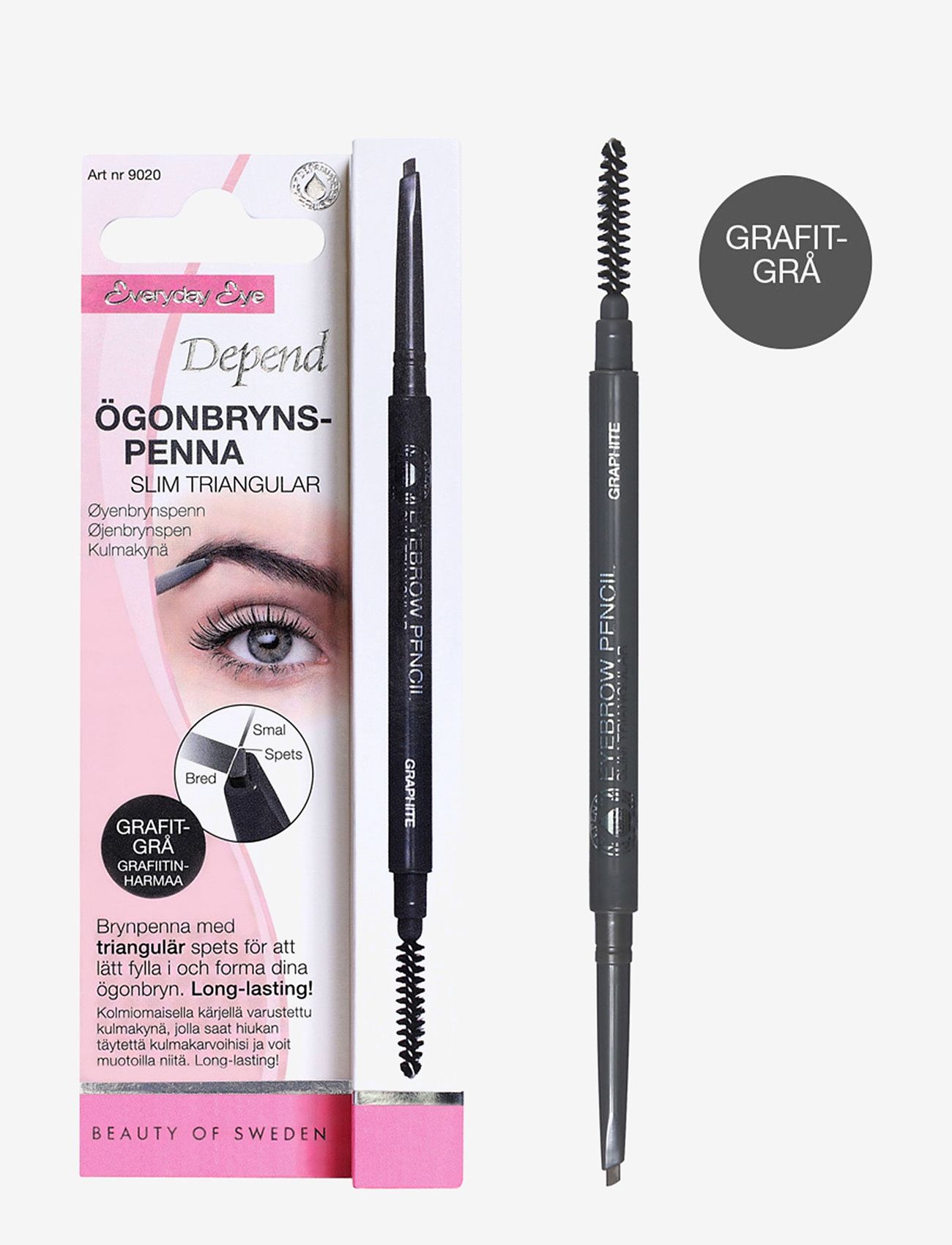 Depend Cosmetic - Ögonbrynspenna Slim Triang. Grafitgrå - acīm un uzacīm - grafitgrÅ - 1