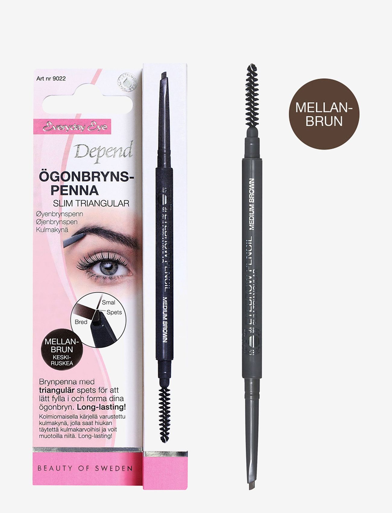 Depend Cosmetic - Ögonbrynspenna  Slim Triang. Mellanbrun - silmad ja kulmud - mellanbrun - 1