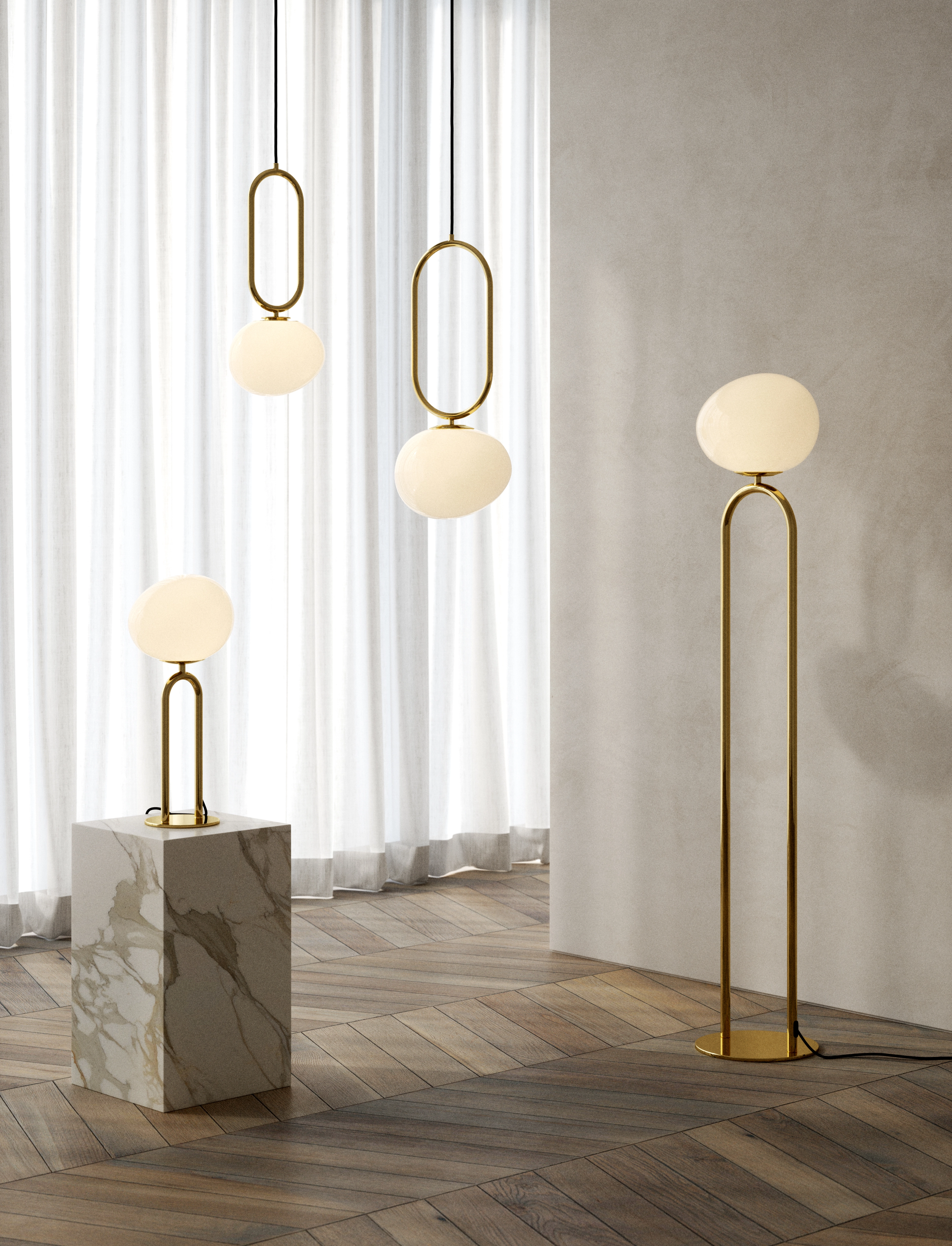 Design For The People - Shapes | Floor - gólflampar - brass - 4