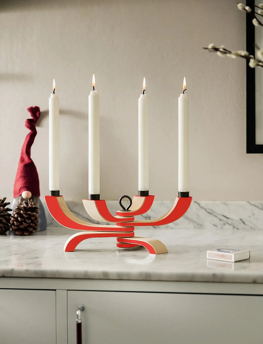 Design House Stockholm - Nordic Light 4-Arms - Žvakidės - red - 3