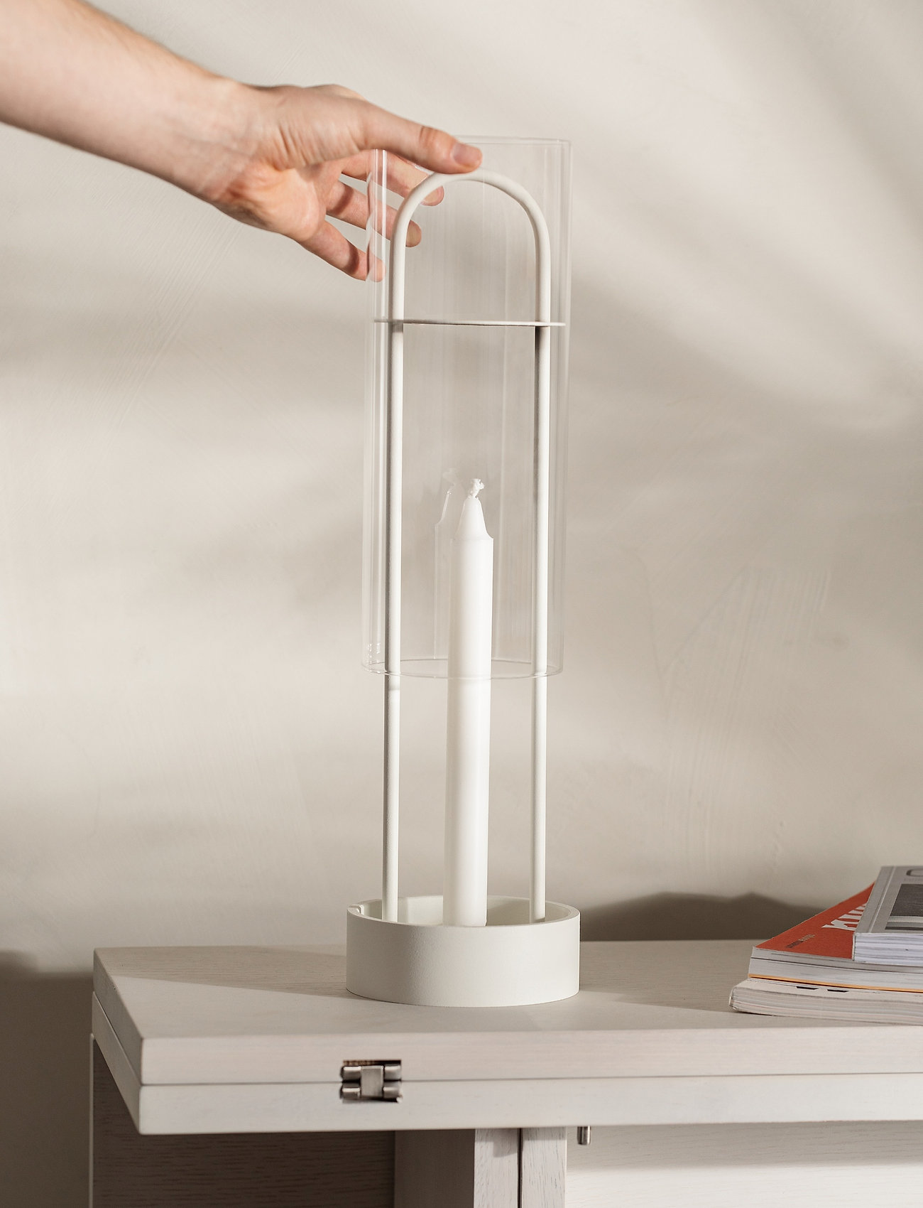 Design House Stockholm Lotus Lanterna, Ø12X44 cm, Candlesticks & Tealight Holders, Weiß - Indoor Lanterns, Homeware