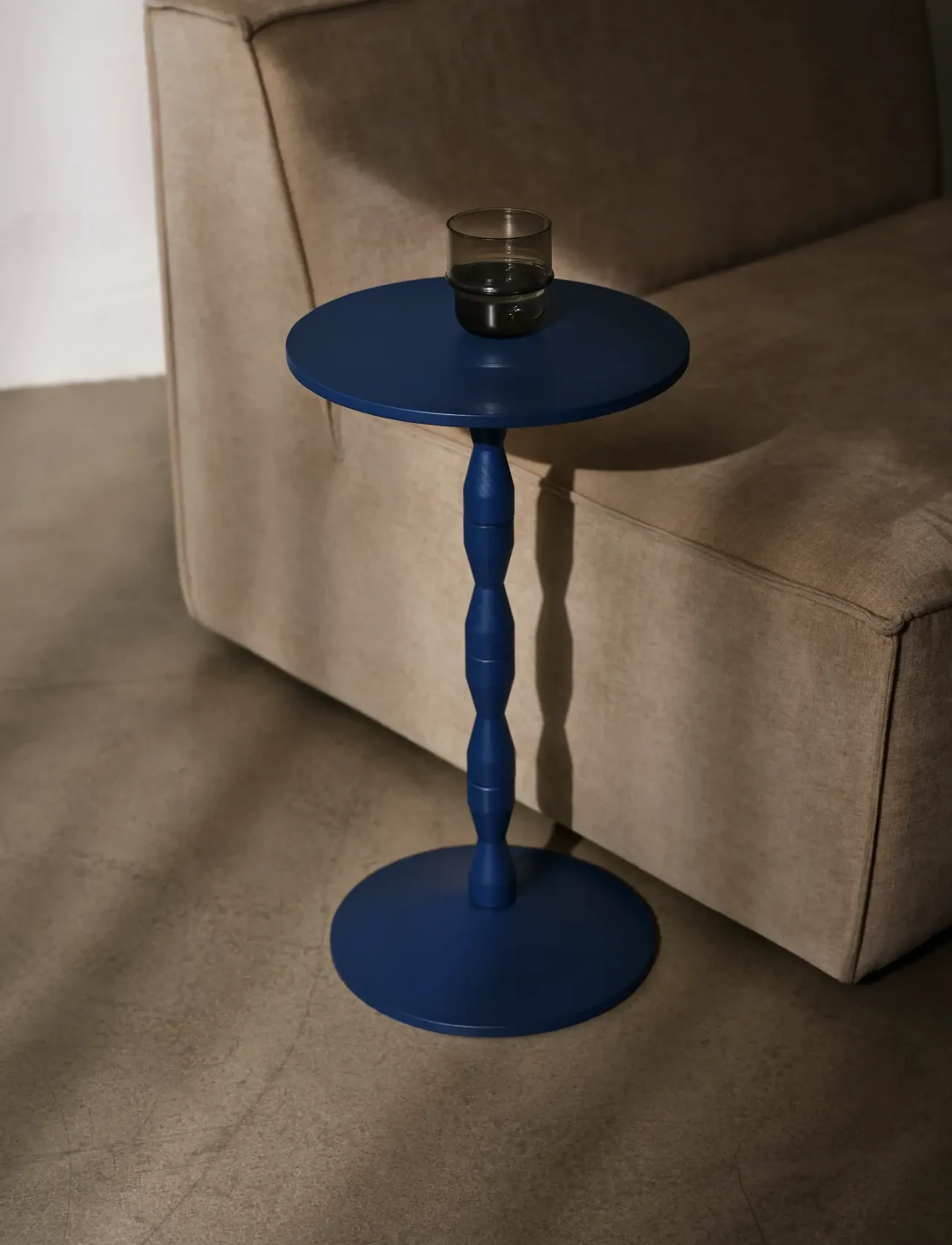 Design House Stockholm Pedestal Table, 67.5X31 cm, Tables, Blau - Side Tables & Small Homeware