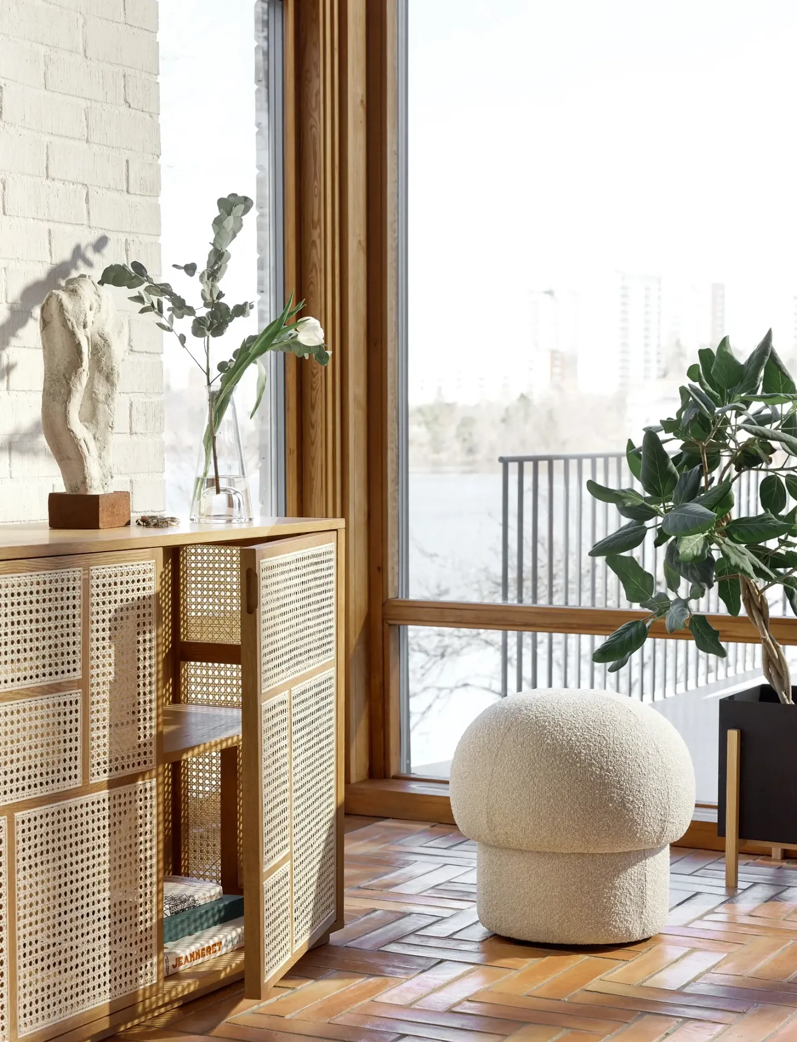 Design House Stockholm Uno Pouf 50 Cm, 50X50X47 cm, Furniture, Creme - Pouffes, Homeware