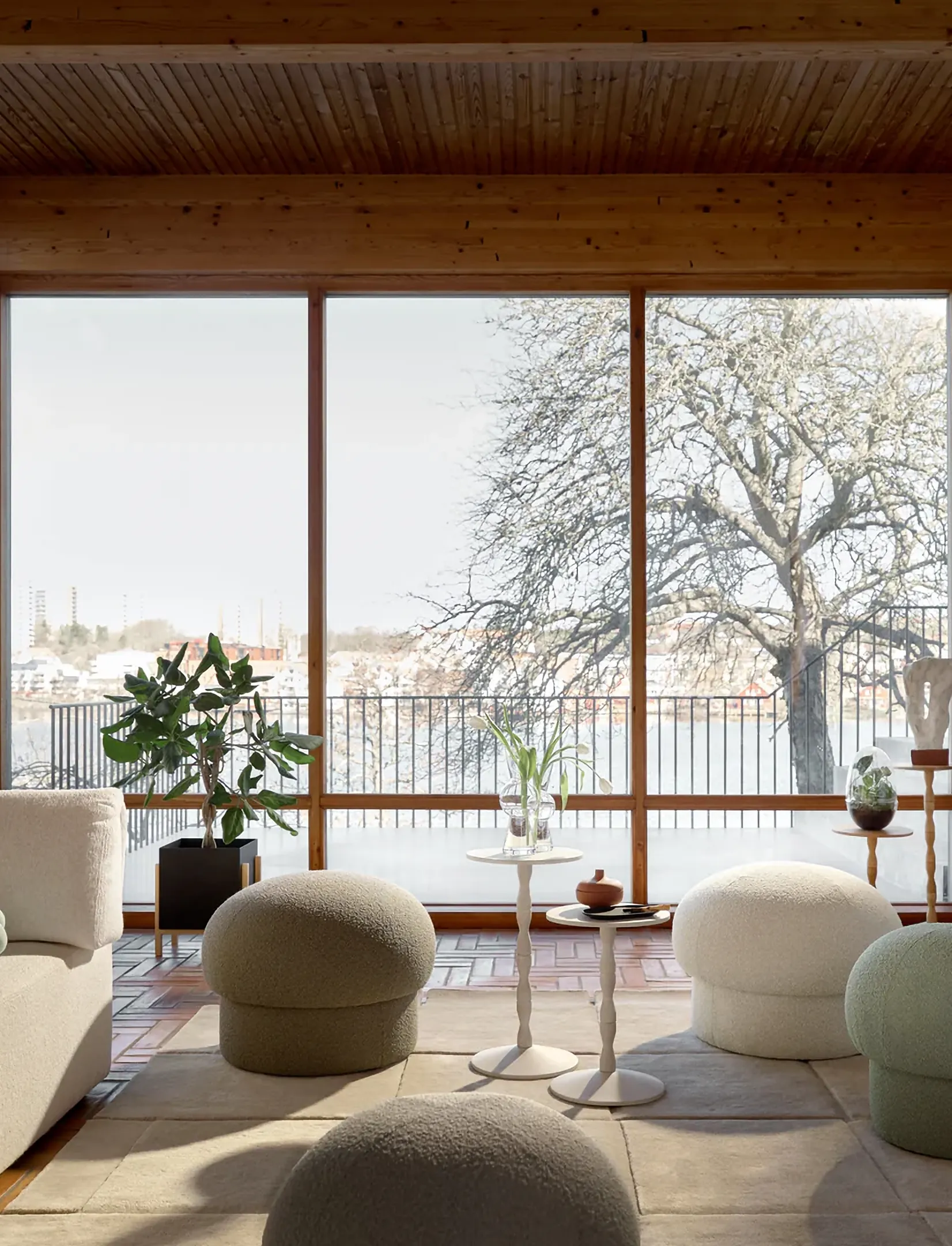 Design House Stockholm - Uno Pouf 50 cm - poufs - cream - 3