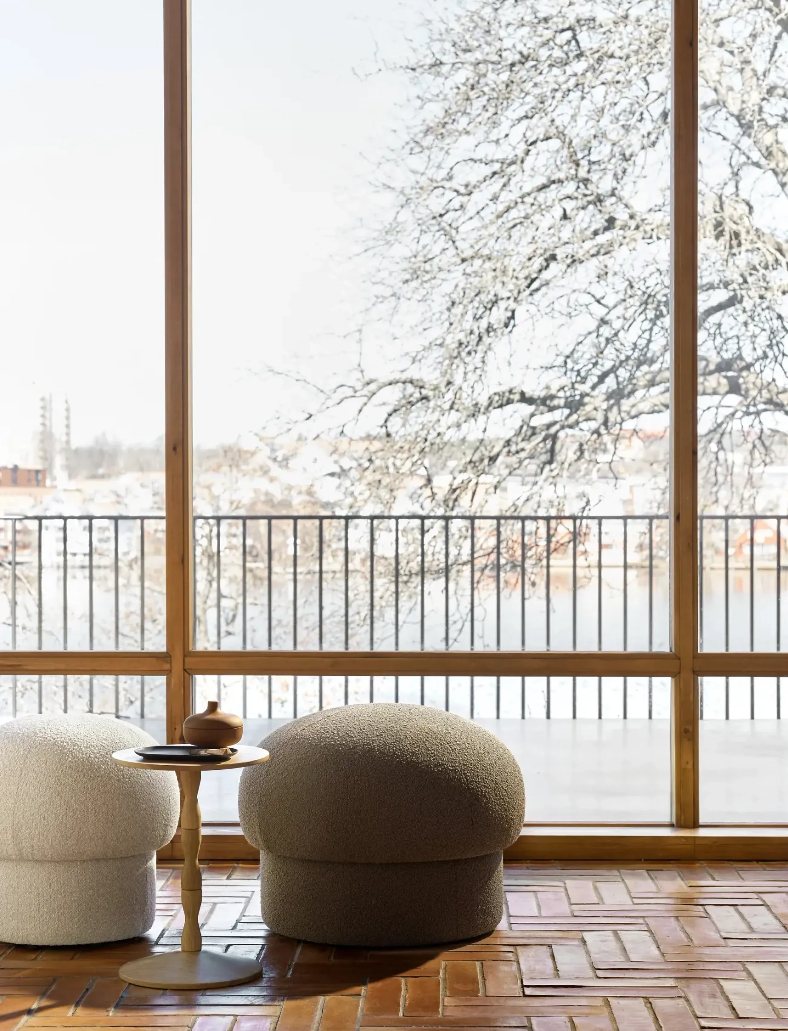 Design House Stockholm Uno Pouf 65 Cm, 65X65X50 cm, Furniture, Braun - Pouffes, Homeware