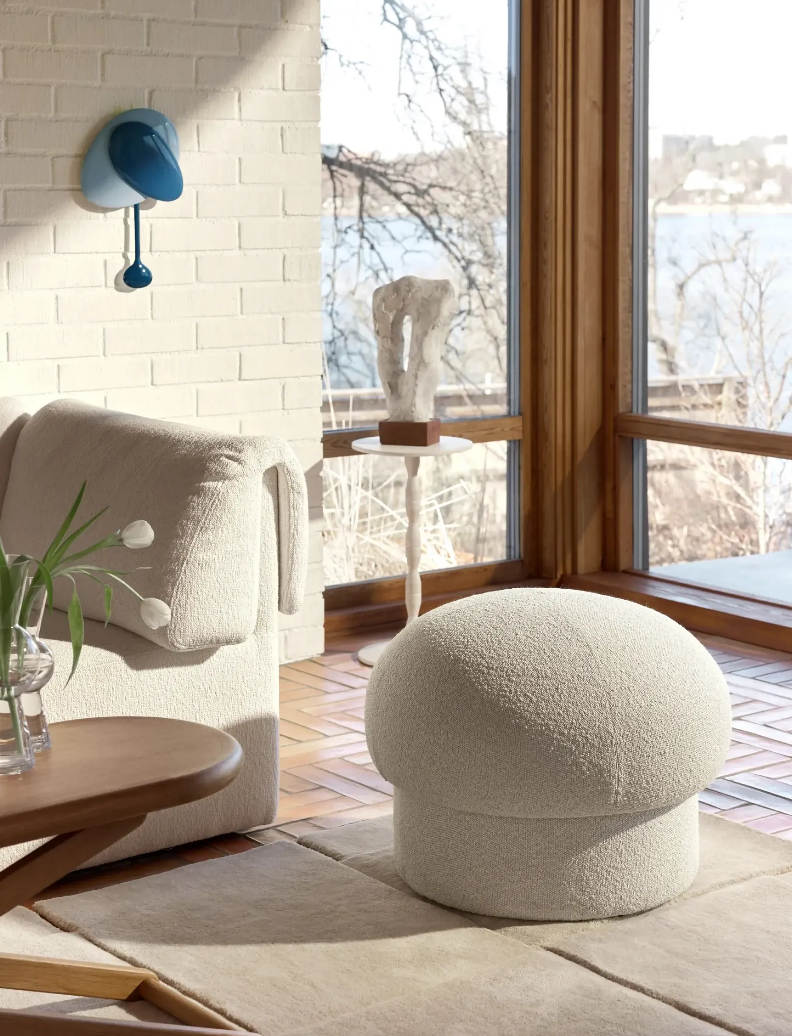 Design House Stockholm Uno Pouf 65 Cm, 65X65X50 cm, Furniture, Creme - Pouffes, Homeware