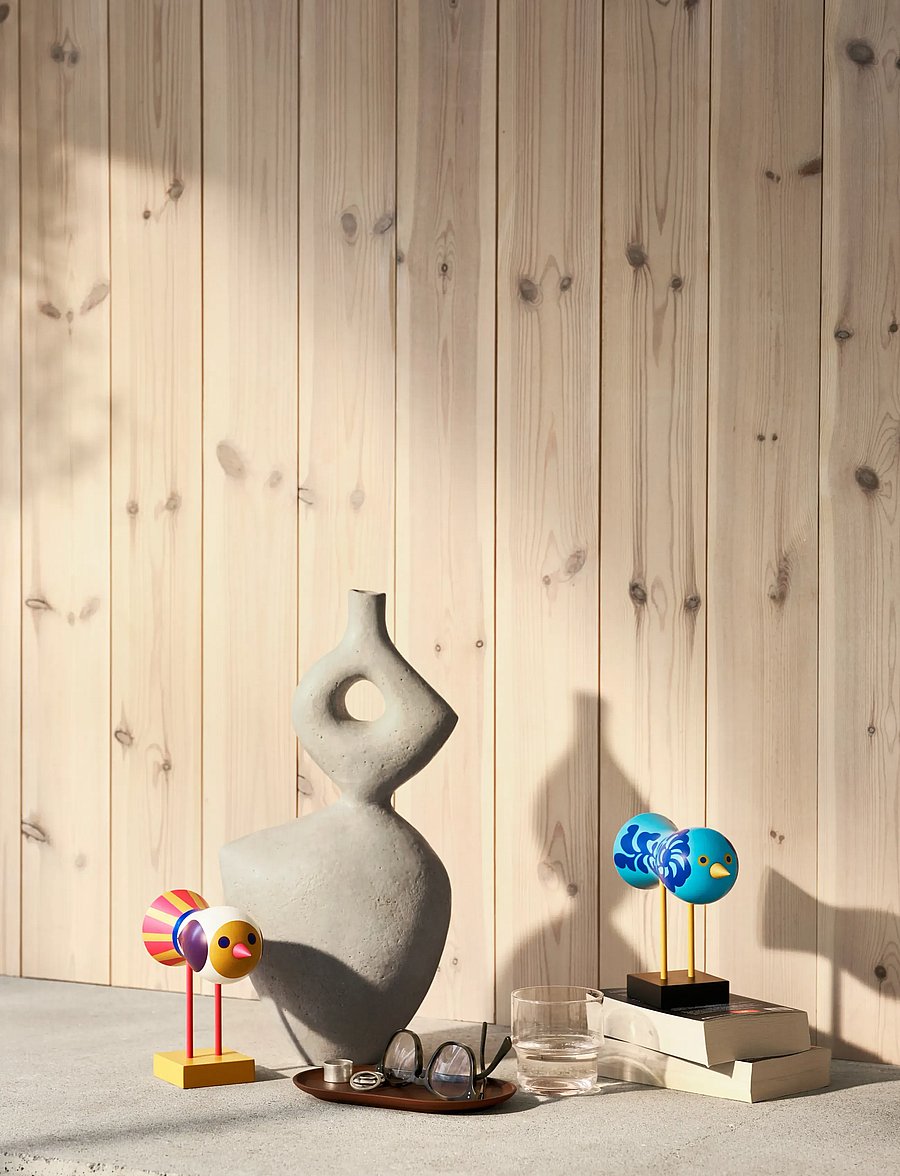 Design House Stockholm - Birds 1967 no.1 - puidust kujud - yellow - 3