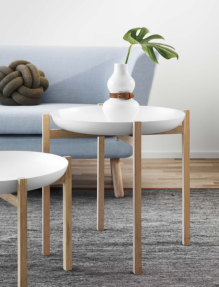 Design House Stockholm - Tablo Table Set Low - küljelauad ja väikesed lauad - white/oak - 4