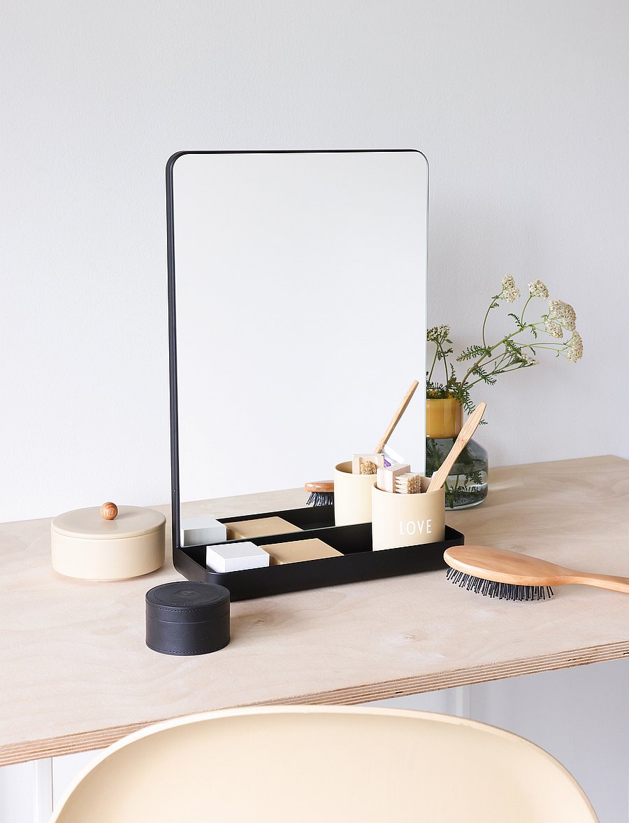 Design Letters - Wall Mirror Mirror shelf - bathroom mirrors - black - 3