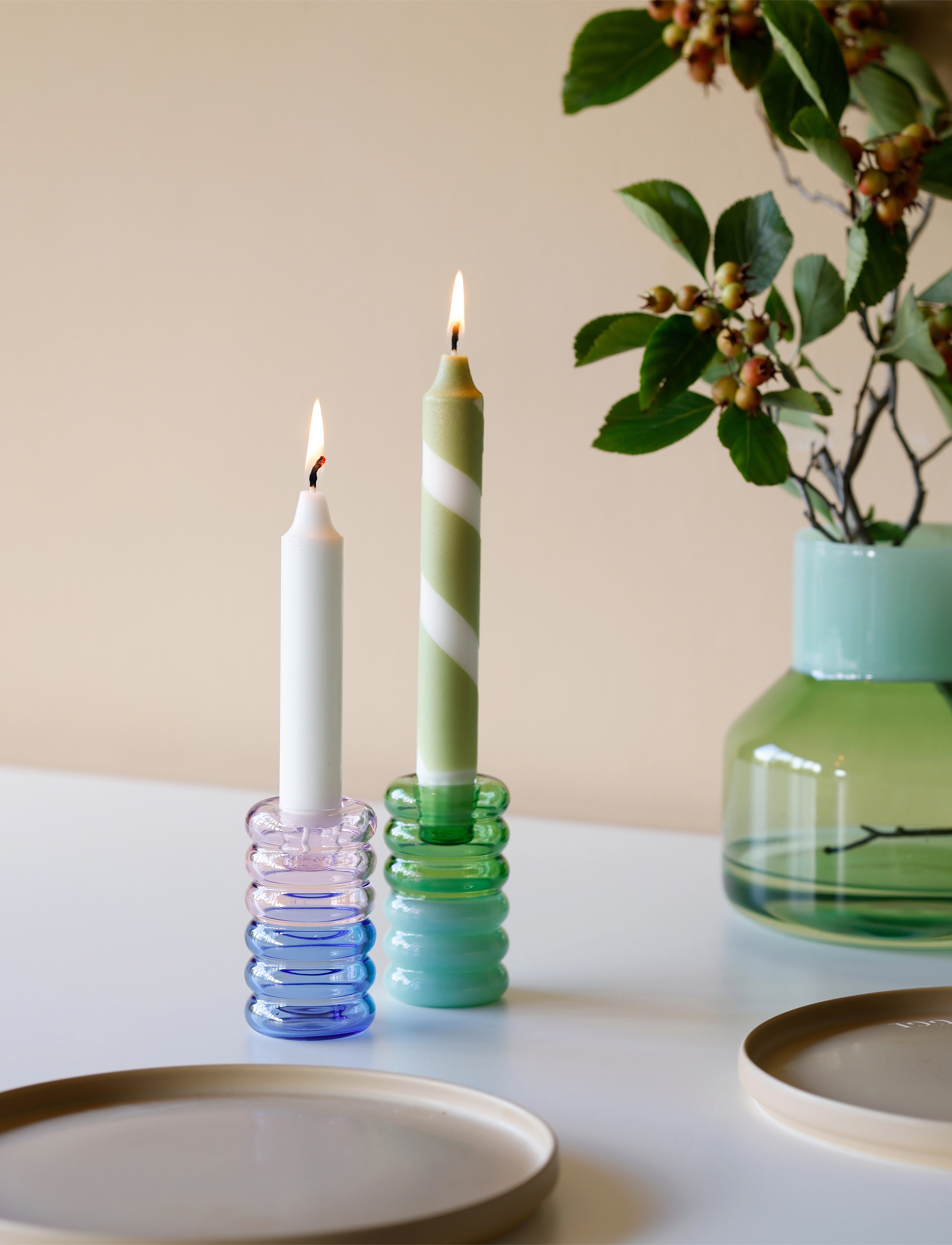 Design Letters Hoop Candle Holder, 3.5X 8.8 cm, Candlesticks & Lanterns, Grün - Candlesticks, Homeware