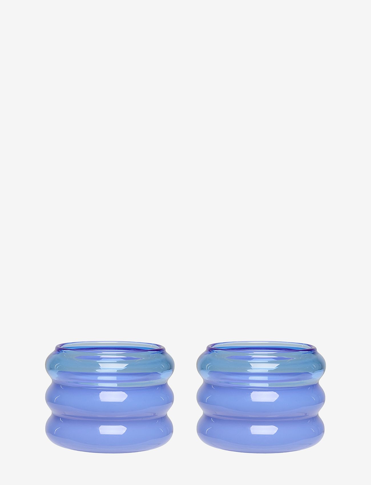 Design Letters - Bubble. Tealight holder (Set of 2 pcs) - blue and milky blue - 0