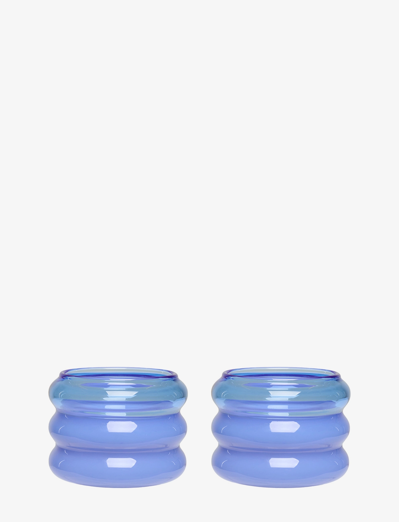 Bubble. Tealight holder (Set of 2 pcs) - BLUE AND MILKY