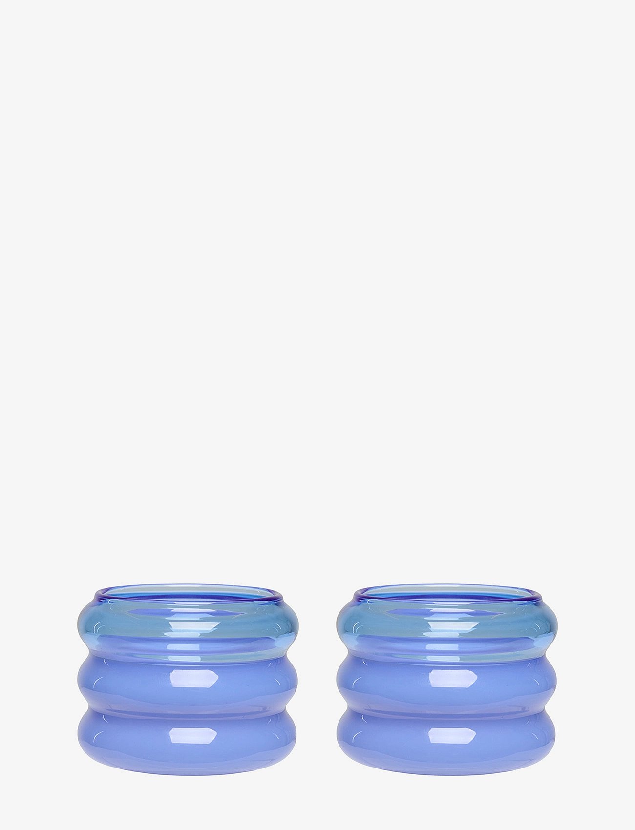 Bubble. Tealight holder (Set of 2 pcs) - BLUE AND MILKY