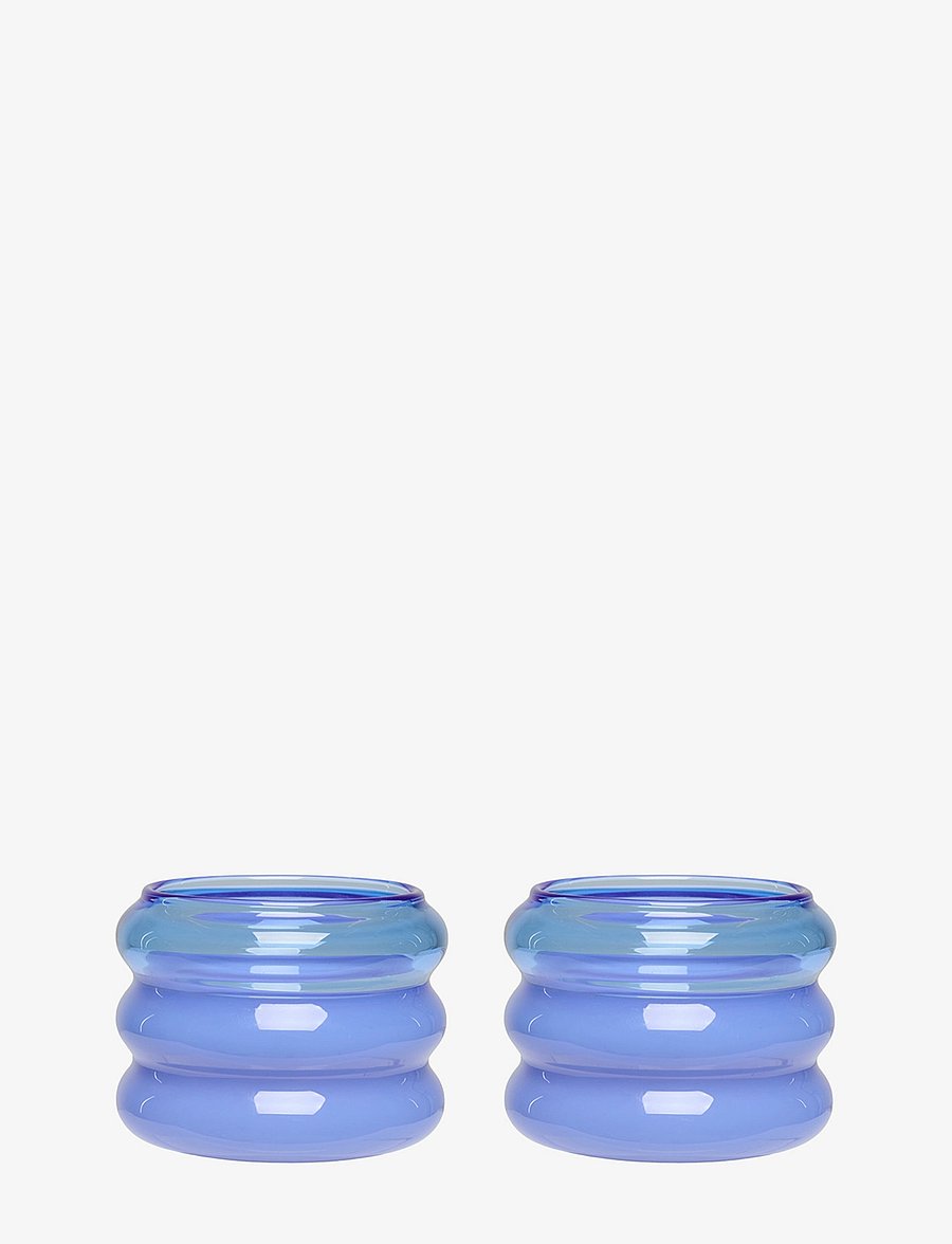 Design Letters - Bubble. Tealight holder (Set of 2 pcs) - blue and milky blue - 0