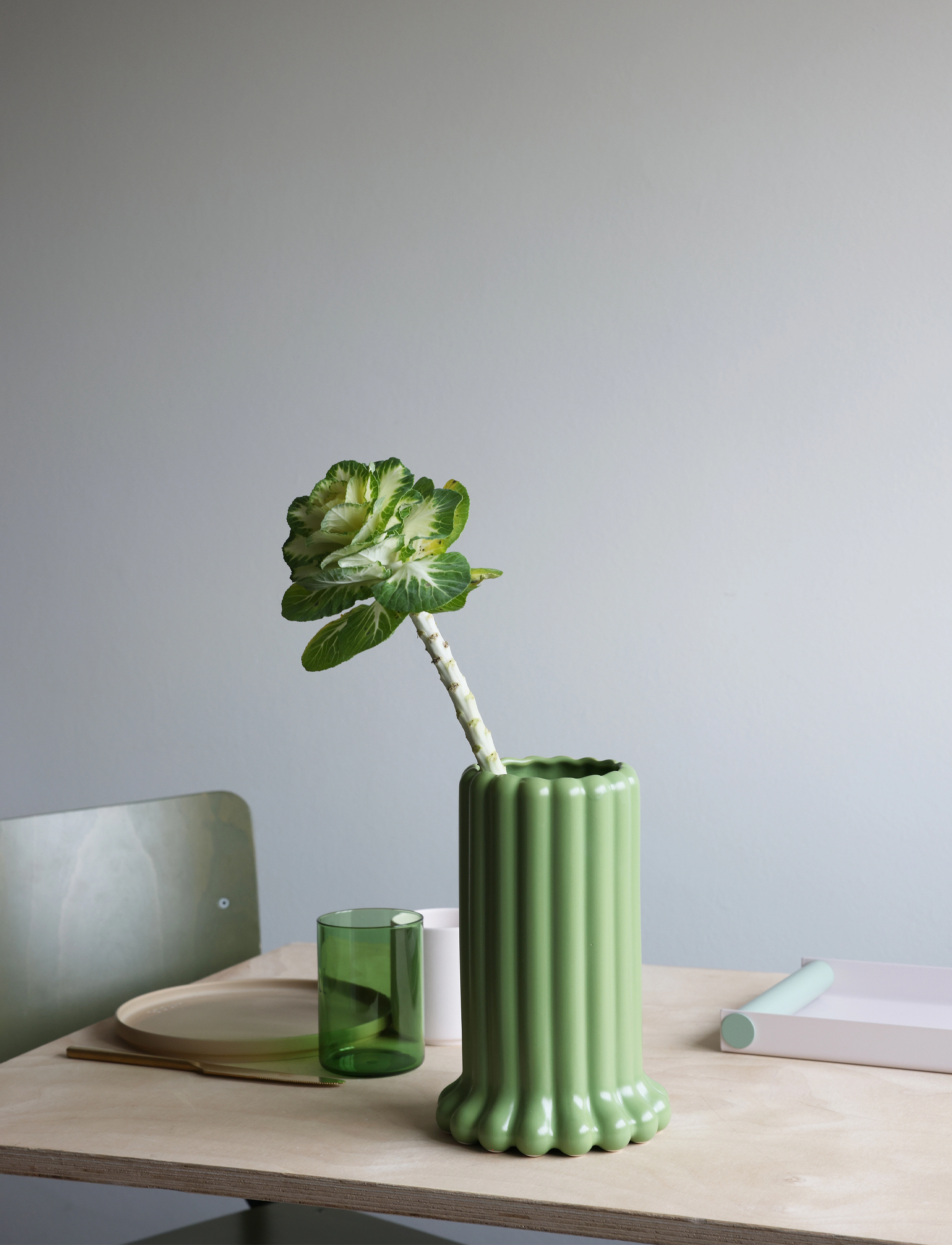Design Letters Tubular Vase, H24 cm, Decoration, Grün - Vases, Homeware