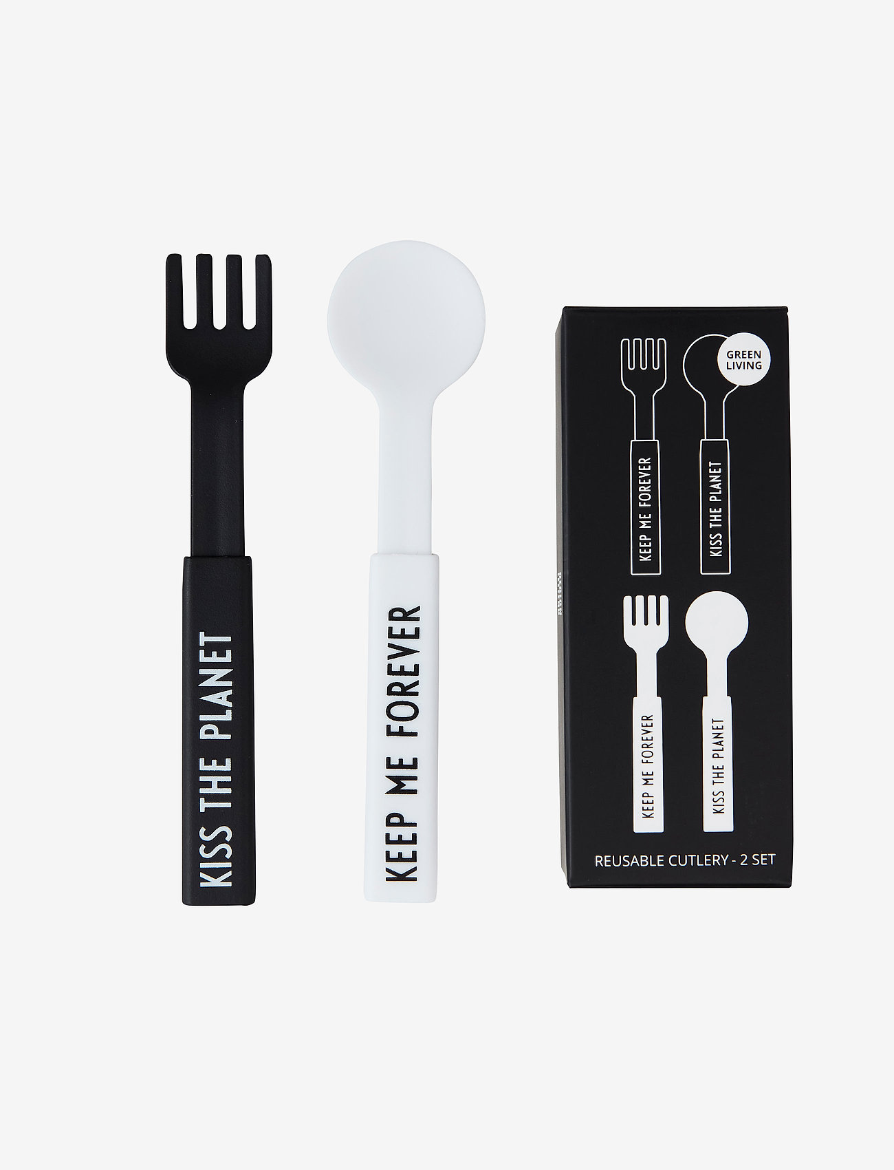 Design Letters - To Go cutlery - zemākās cenas - black/white - 1