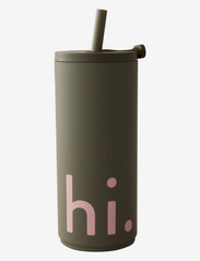 Travel cup with straw 500ml with soft coating - OLIVE GREEN 5773C