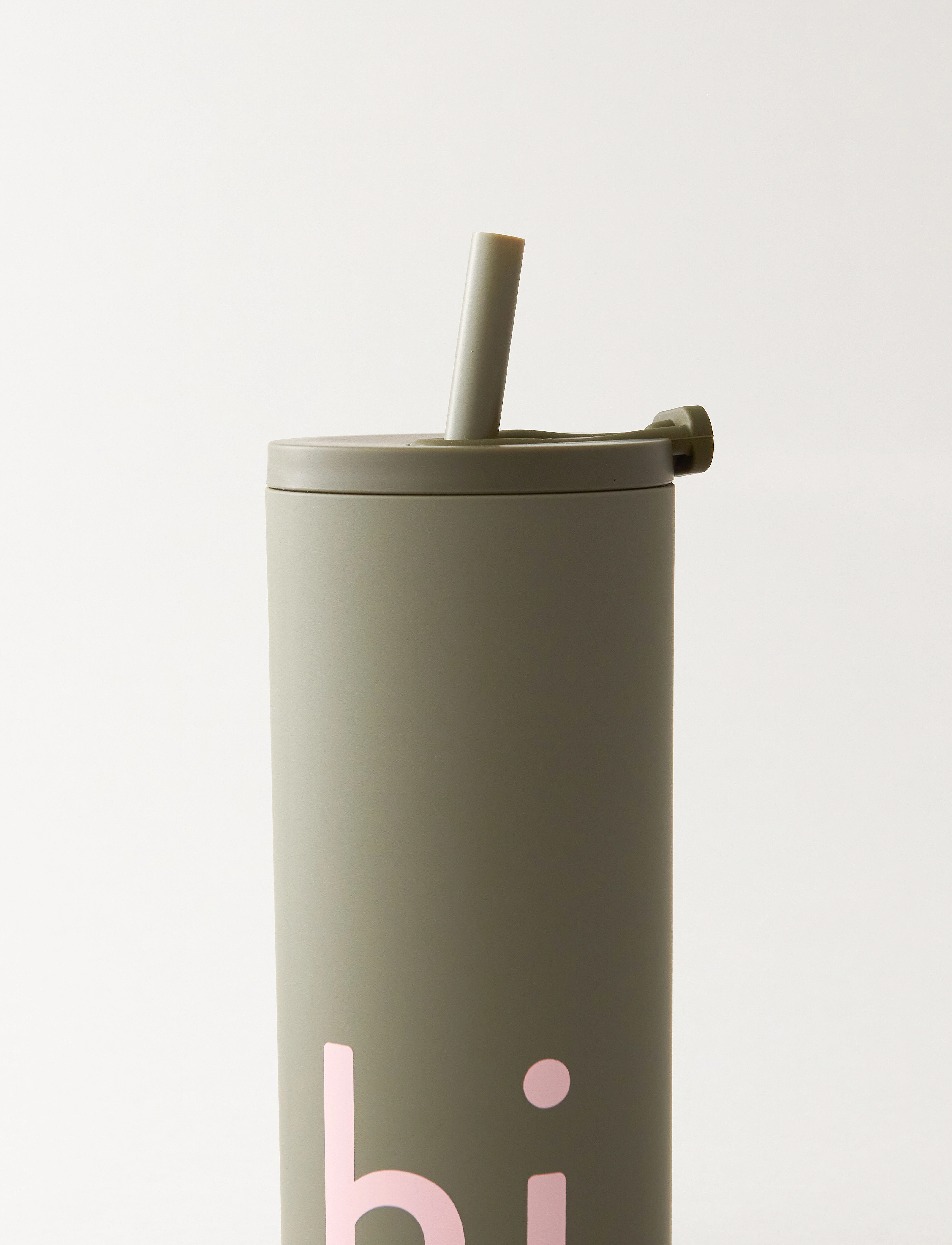 Design Letters Travel Cup With Straw 500Ml Soft Coating, 0.5 L, Cups & Mugs, Beige - Thermal Cups, Kinder