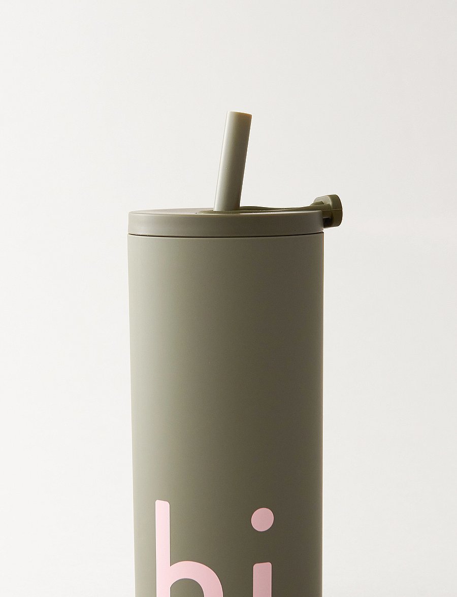 Design Letters - Travel cup with straw 500ml with soft coating - thermostassen - beige 4675c - 0