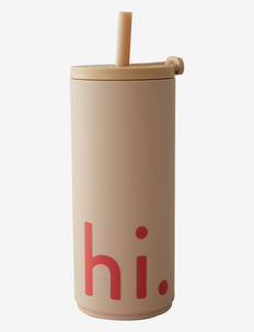 Travel cup with straw 500ml with soft coating, Design Letters
