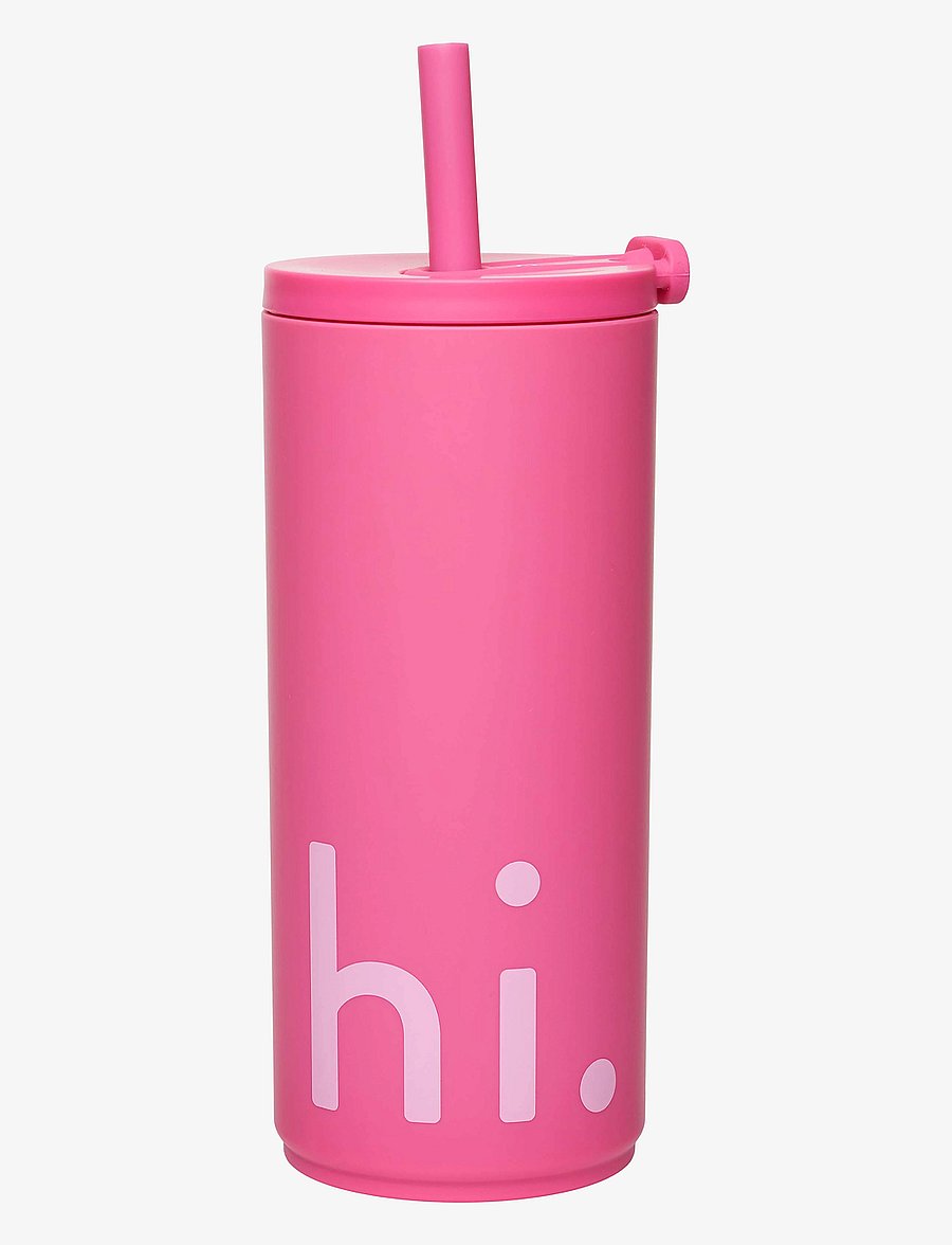 Design Letters - Travel cup with straw with soft coating - termosmukit - cherry pink 2045c - 1