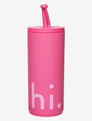 Design Letters - Travel cup with straw with soft coating - laagste prijzen - cherry pink 2045c - 1