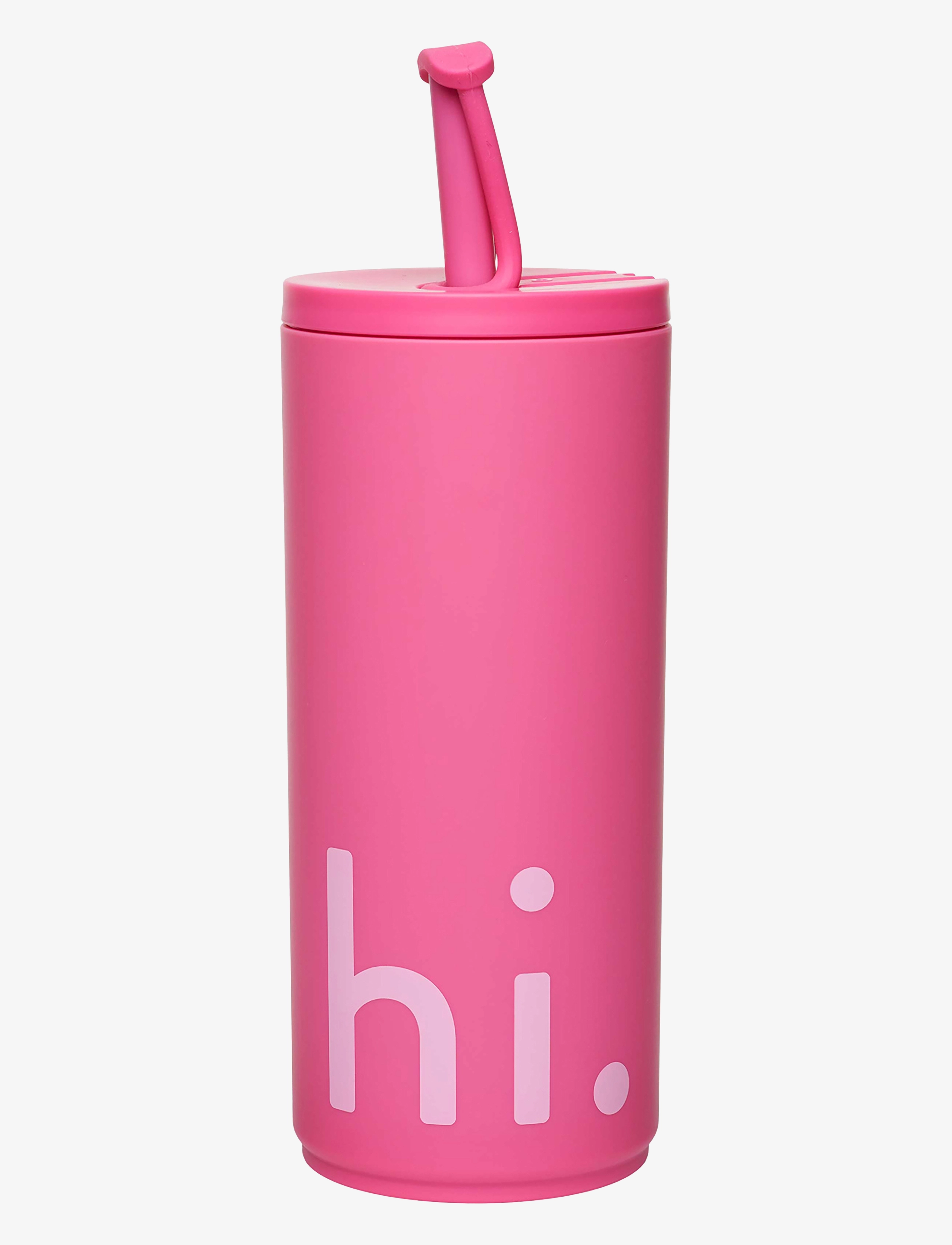 Design Letters - Travel cup with straw with soft coating - termosmukit - cherry pink 2045c - 2